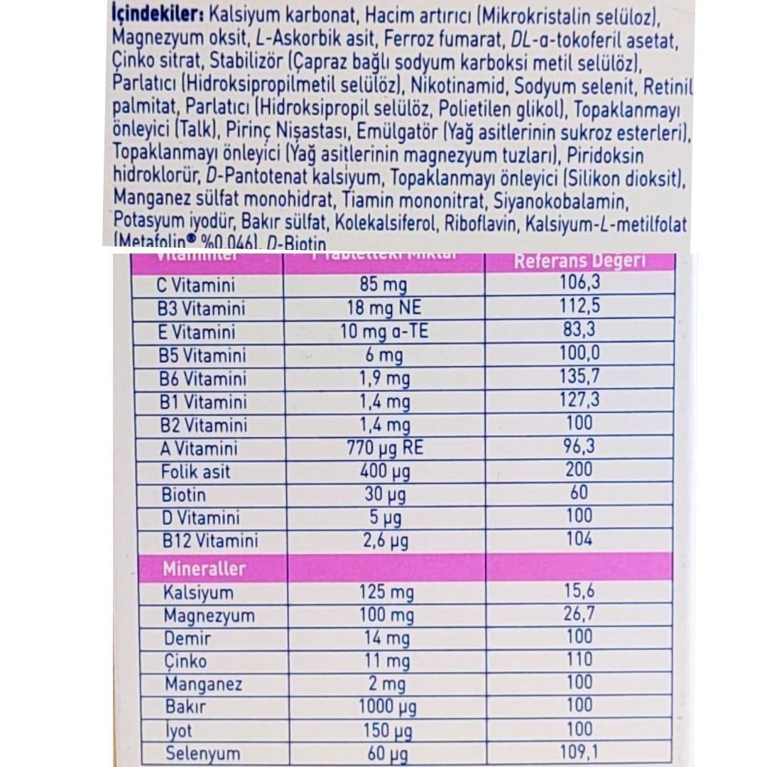 Elenatal 1 Hamilelik ve Öncesi İçin 30 Tablet