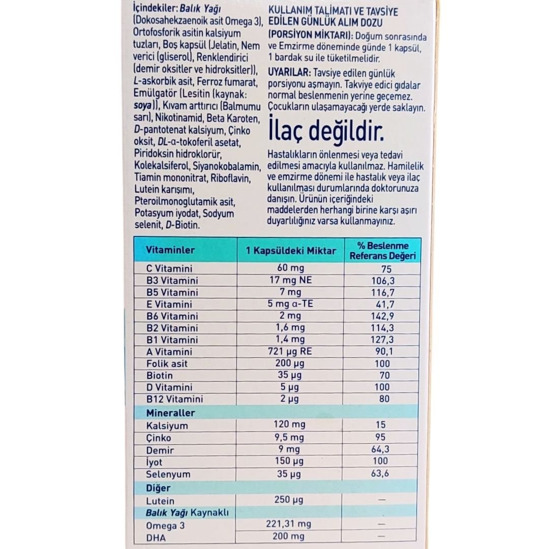 Elenatal 3 Doğum Sonrası & Emzirme 30 Kapsül