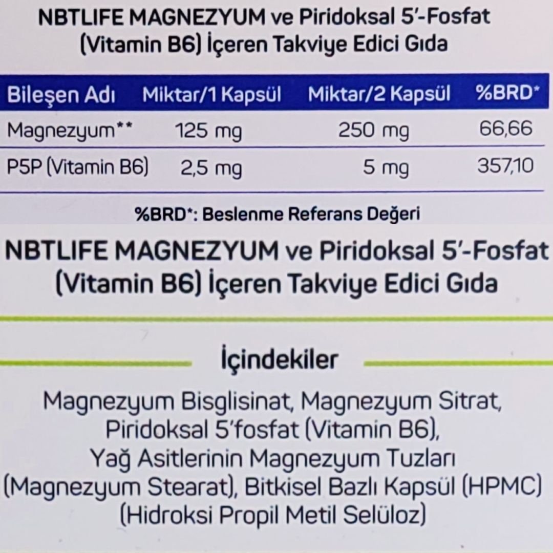 NBT Life Magnezyum Bisglisinat ve Sitrat 60 Kapsül