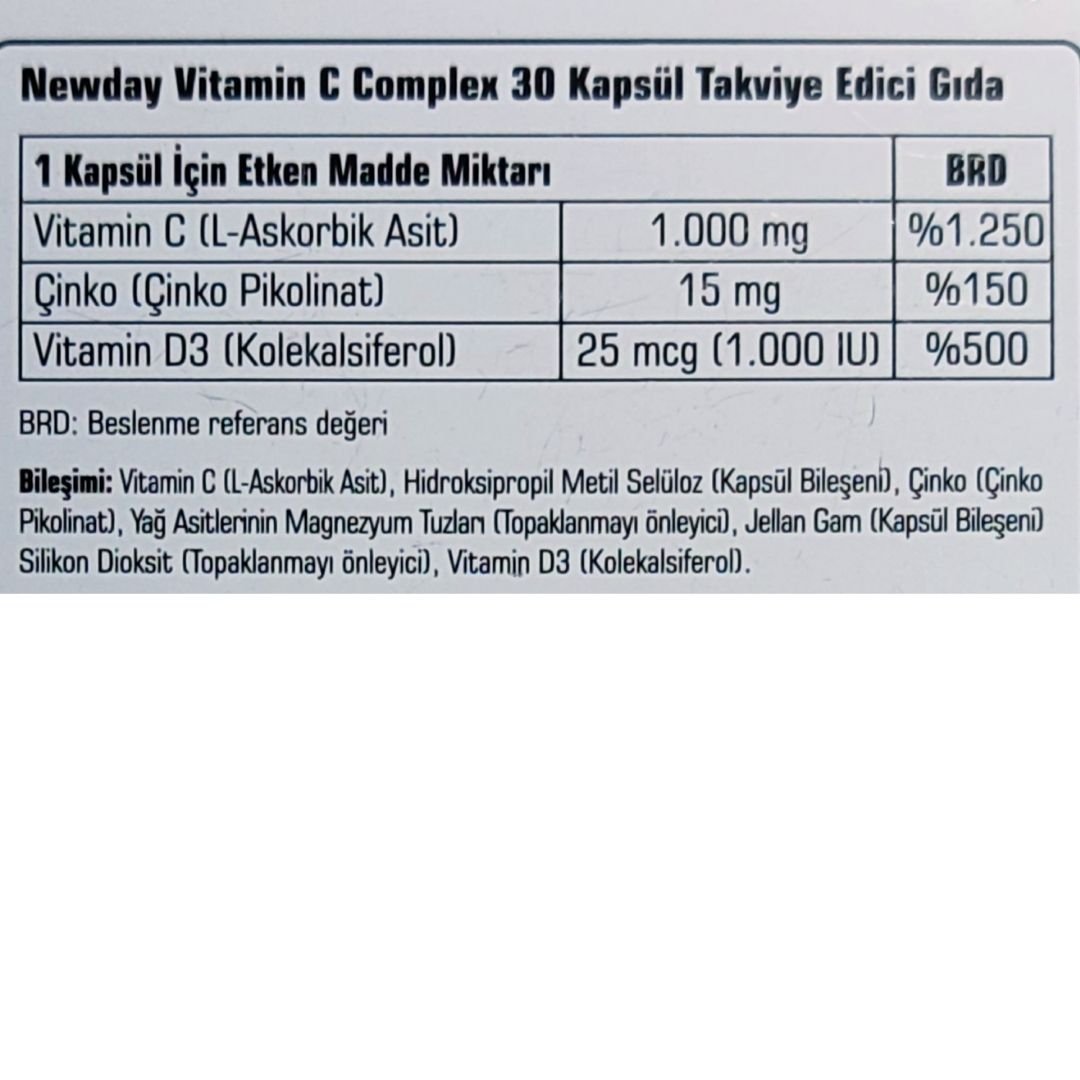 Newday Vitamin C 1000 mg Complex 30 DR Kapsül
