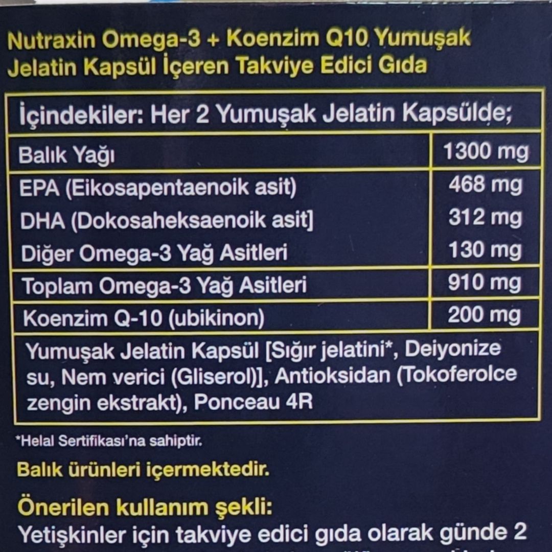 Nutraxin Vitals Omega-3 + Co-Q10 60 Softgel