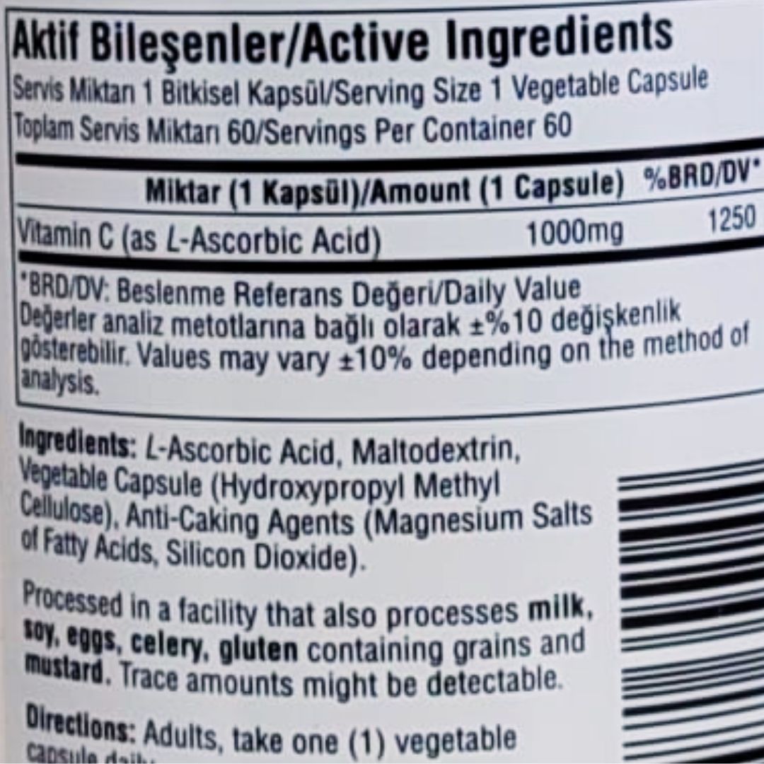 Suda Vitamin C 1000 mg 60 Kapsül