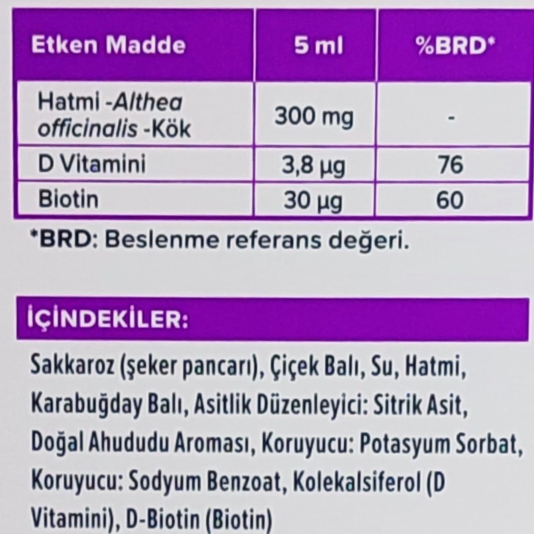 Zarbess's Wellness Hatmi, Biotin ve D Vitamini İçeren Takviye Edici Gıda 120 ml