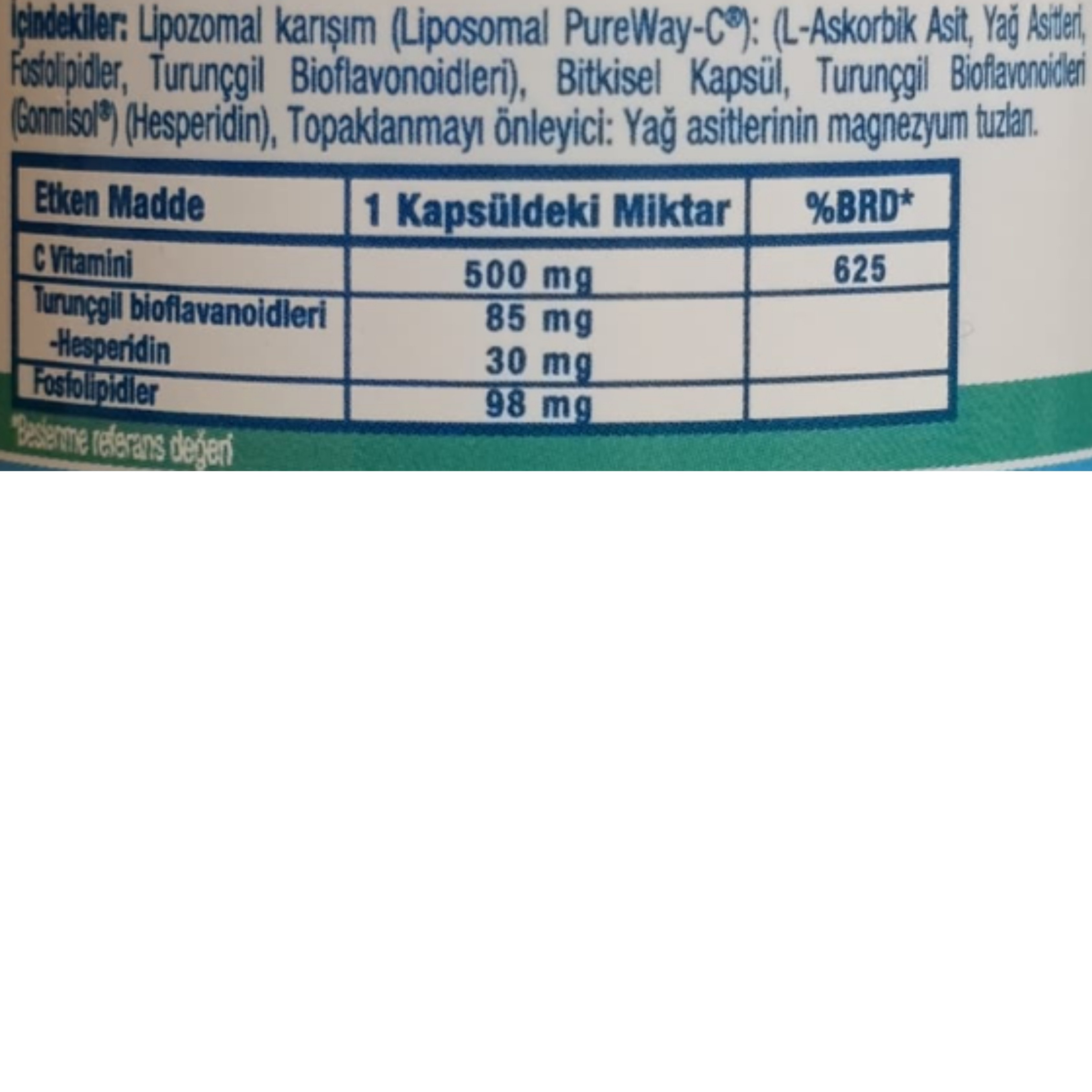 VELAVİT® V-Pure C Liposomal Lipozomal C Vitamini, Hesperidin ve Bioflavonoid İceren Takviye Edici Gıda 30 Kapsül