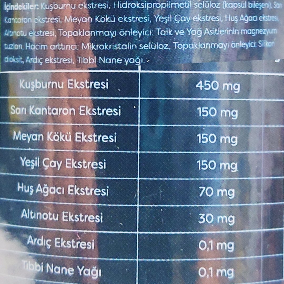 CORSA 365 No:1 Kuşburnu,Sarı Kantaron ve Bitkisel Ekstreler içeren 60 KApsül Takviye Edici Gıda