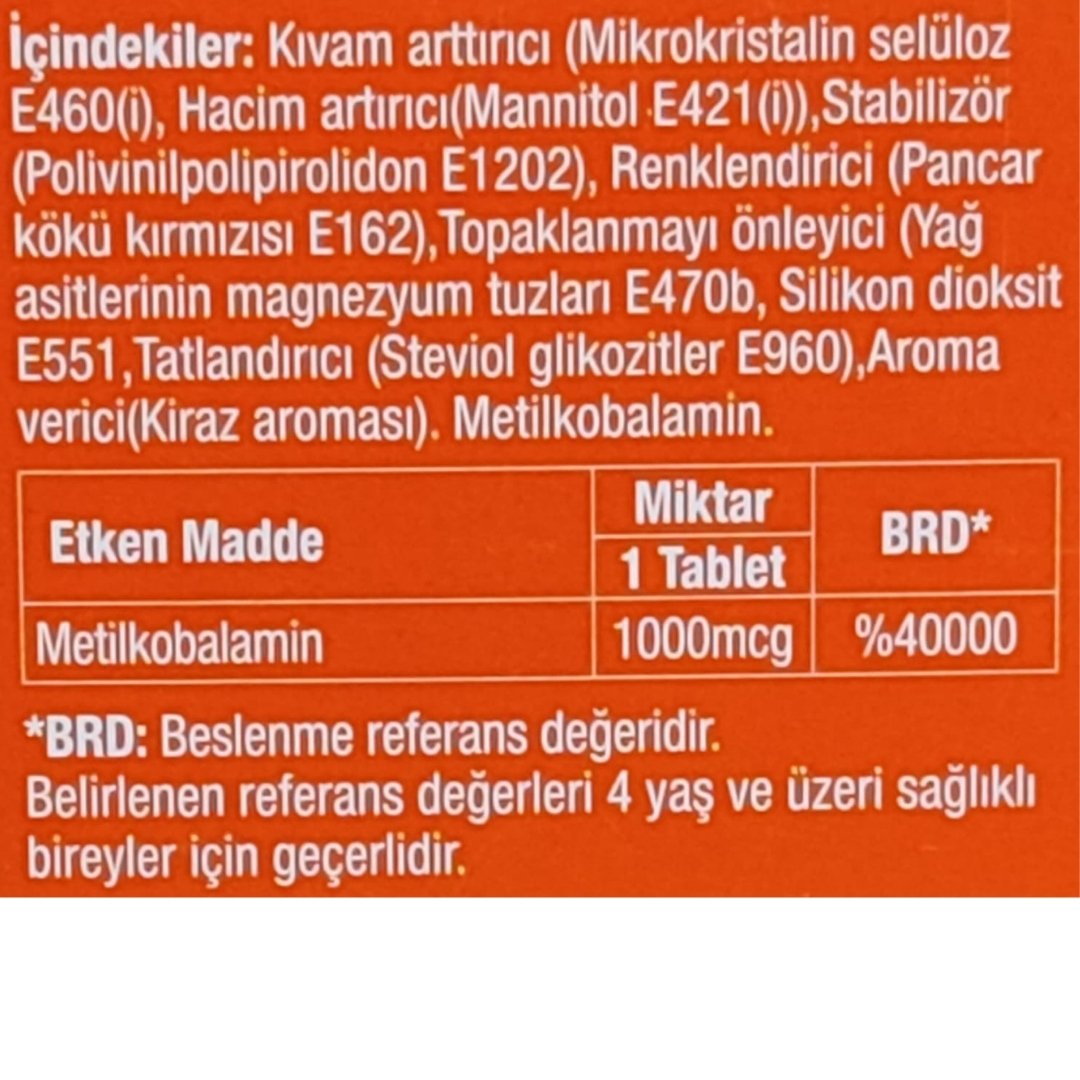 Humanis Vitamin B12 Metilkobalmin Dil Altı 90 Tablet