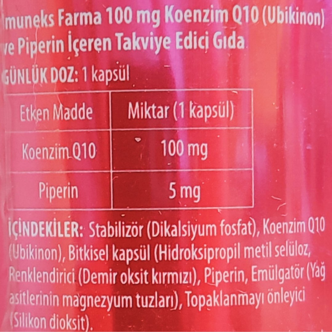 Imuneks Farma Coenzyme Q10 100 mg 30 Kapsül