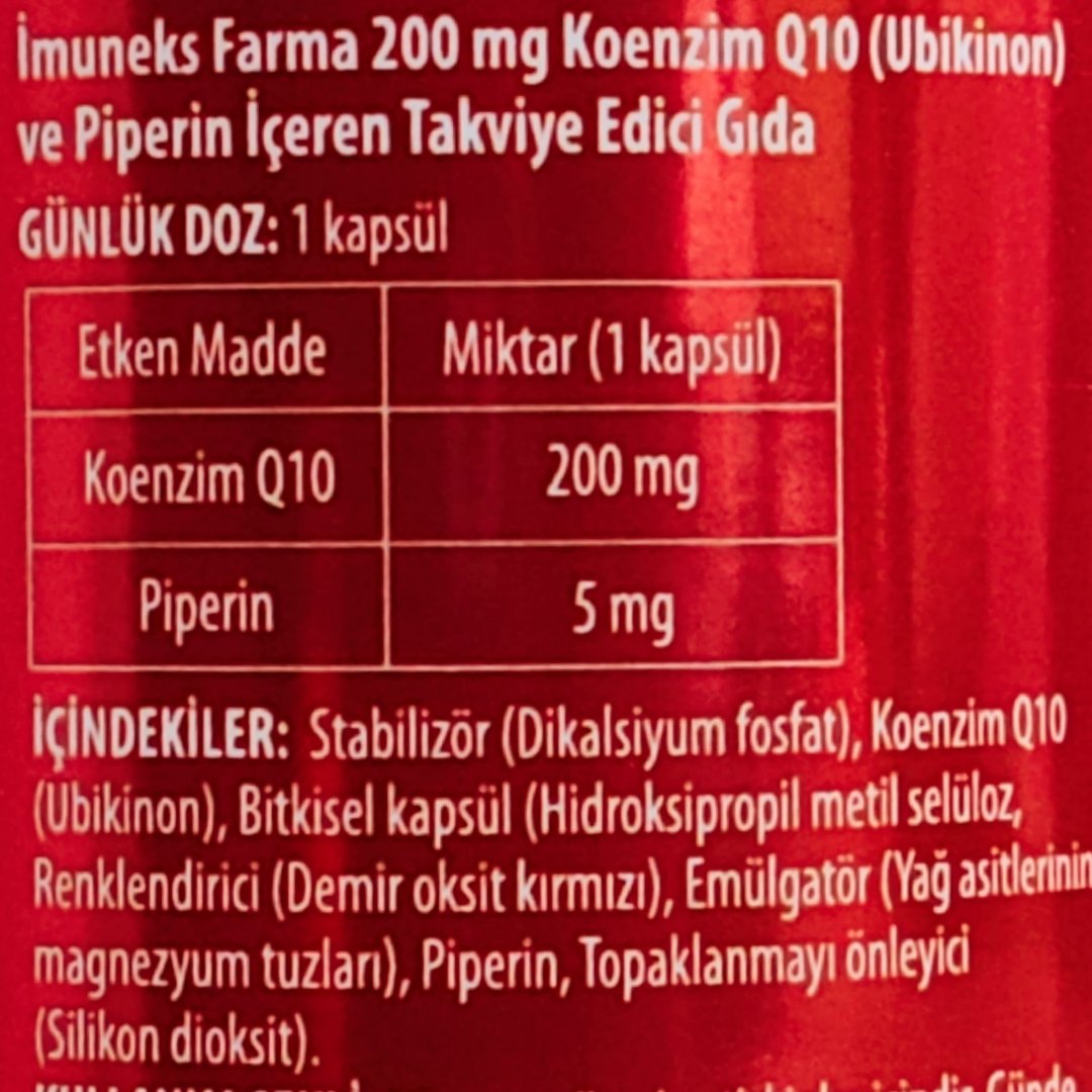 Imuneks Farma Coenzyme Q10 200 mg 30 Kapsül
