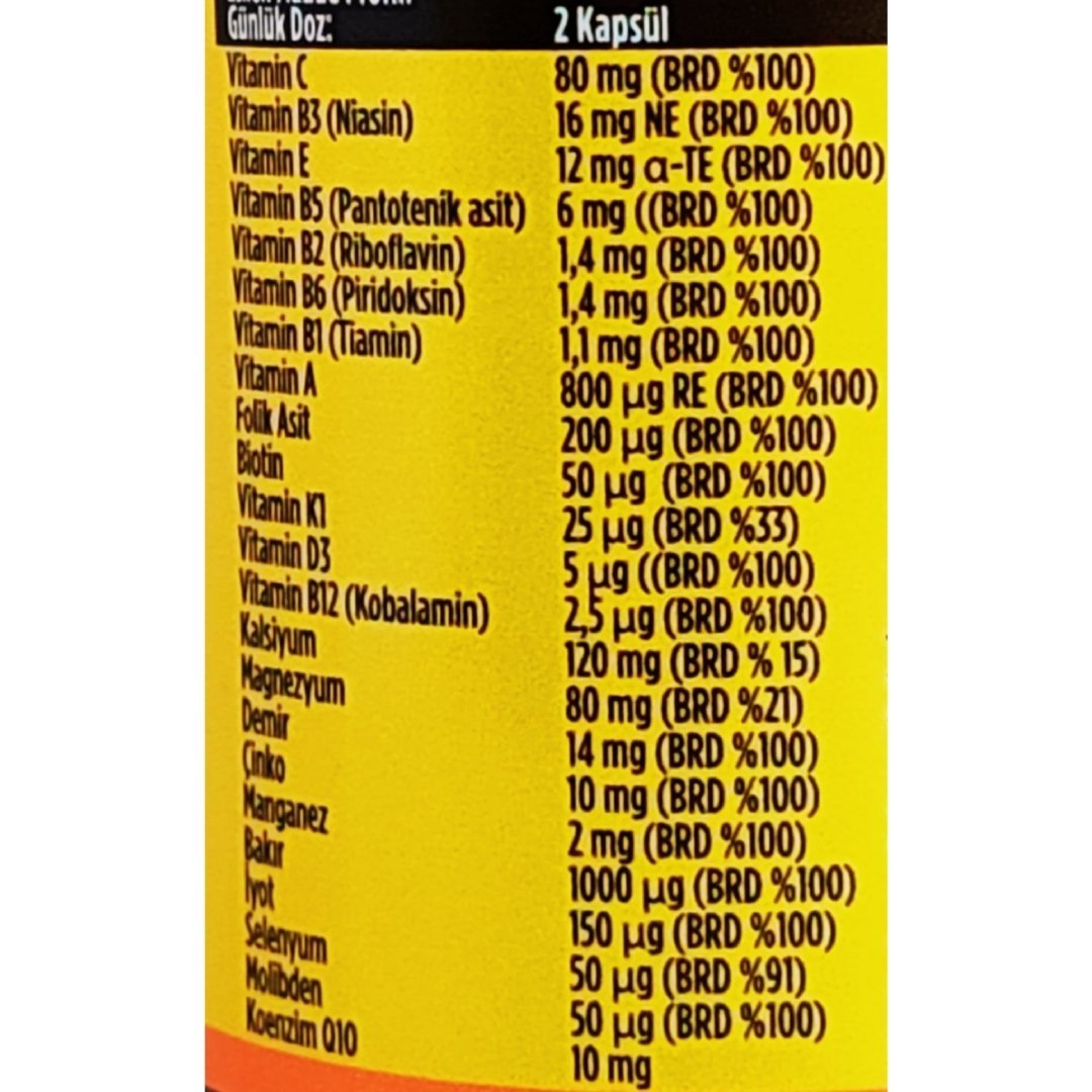 Imuneks Farma Q10 Multi Complex Koenzim Q10 Multivitamin Mineraller İçeren 60 Kapsül