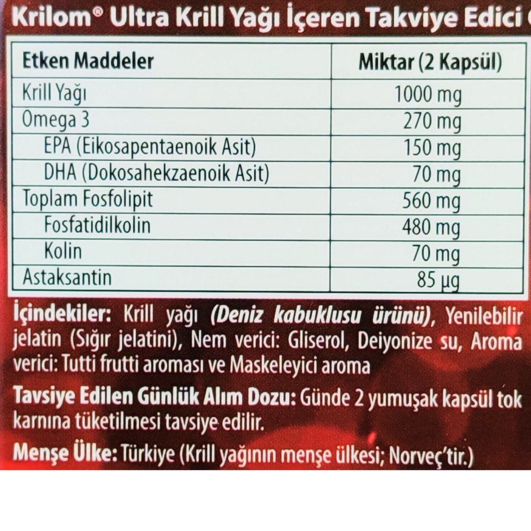Krilom Ultra Krill Oil 30 Yumuşak Kapsül