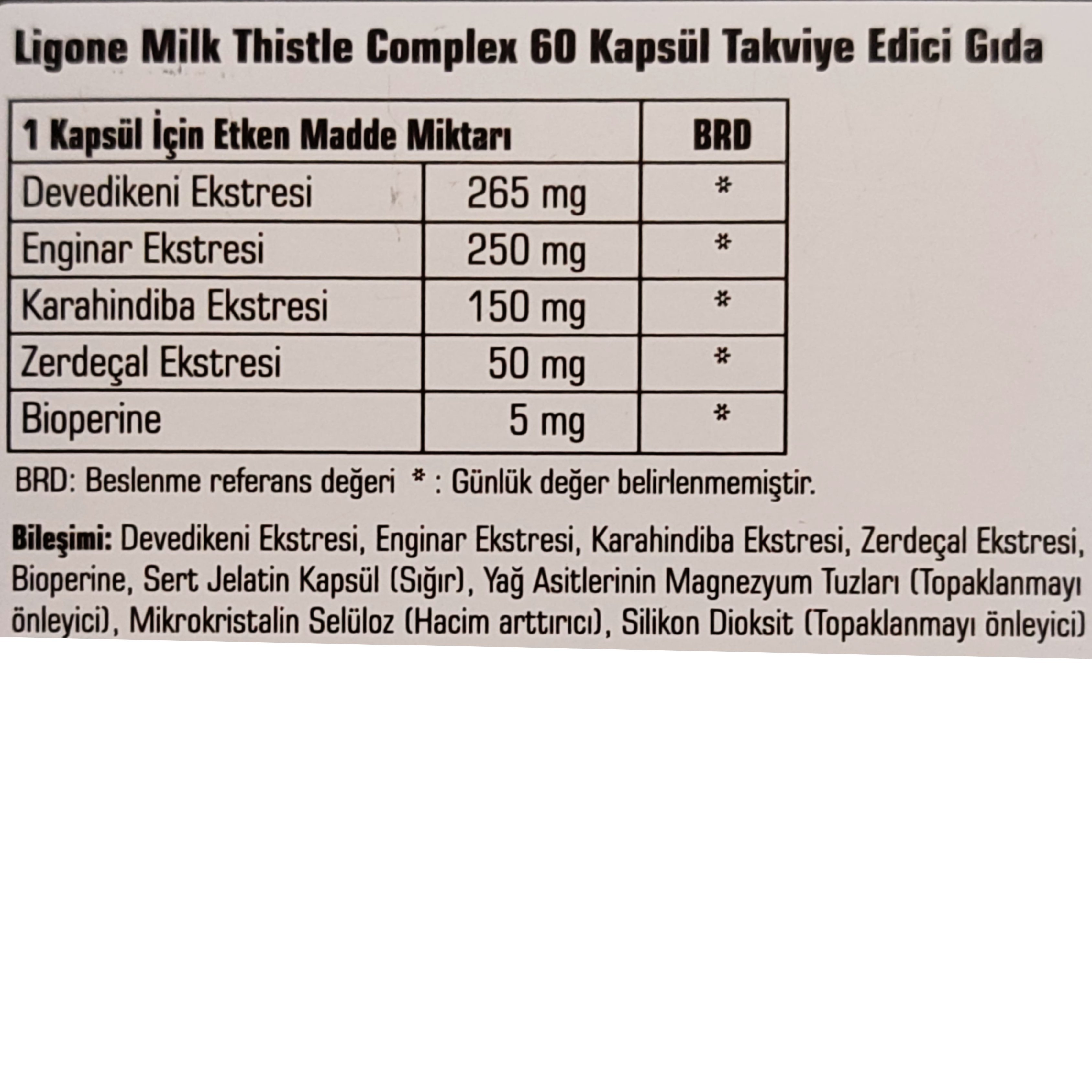 Ligone Milk Thistle Complex 60 Kapsül