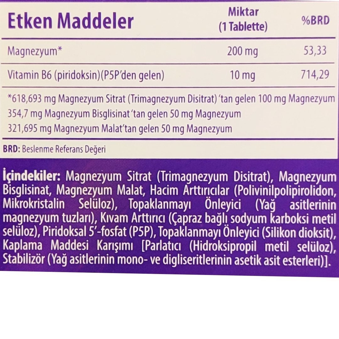 Magnimore All Day Magnezyum ve P5P (Vitamin B6) Takviye Edici Gıda 60 Tablet