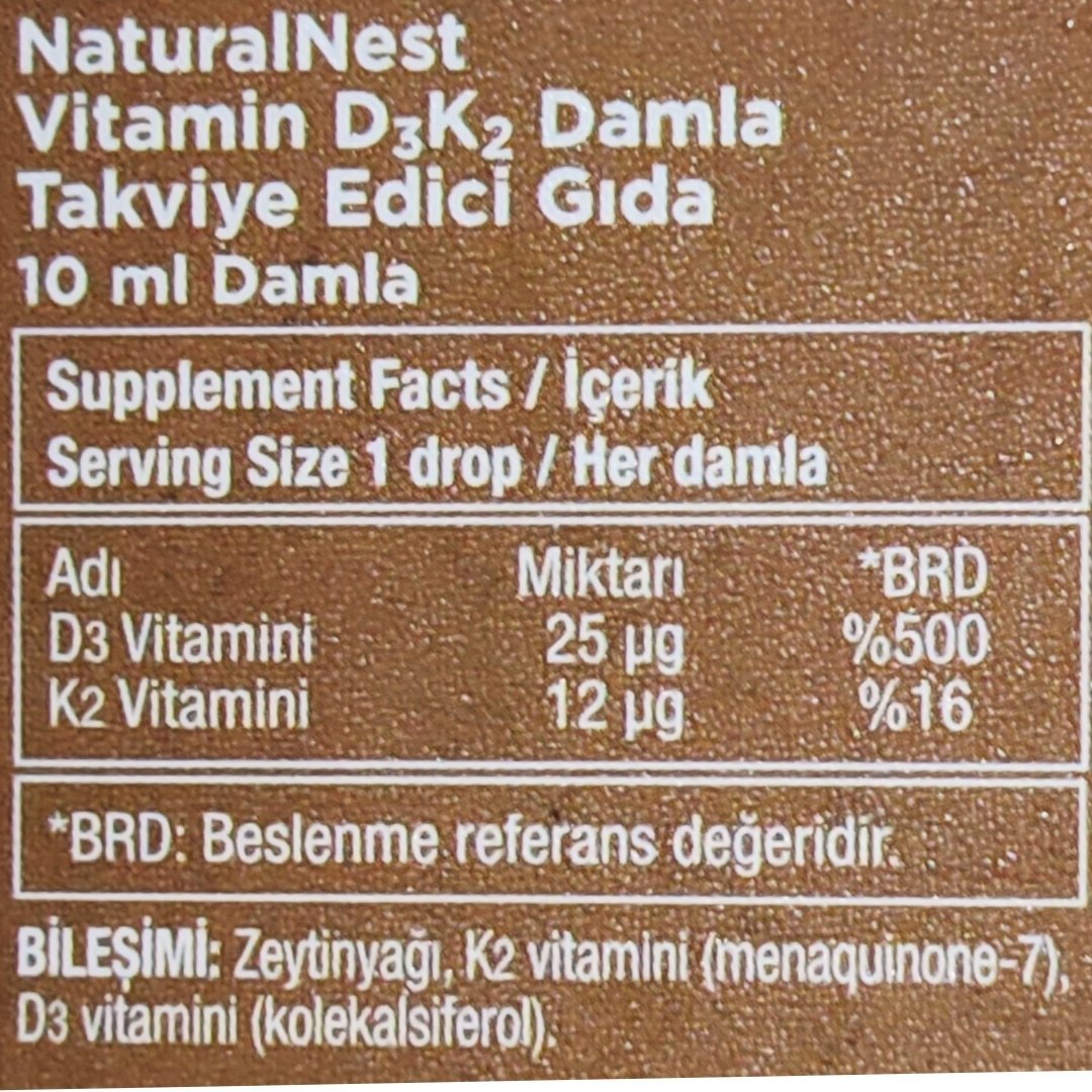 Naturalnest Vitamin D3K2 Damla 10 ml-200 Damla