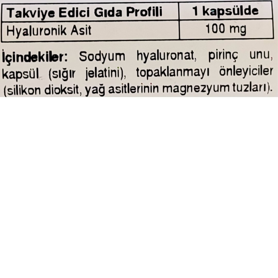 Nature's Bounty Hyaluronic Acid 100 mg 30 Kapsül