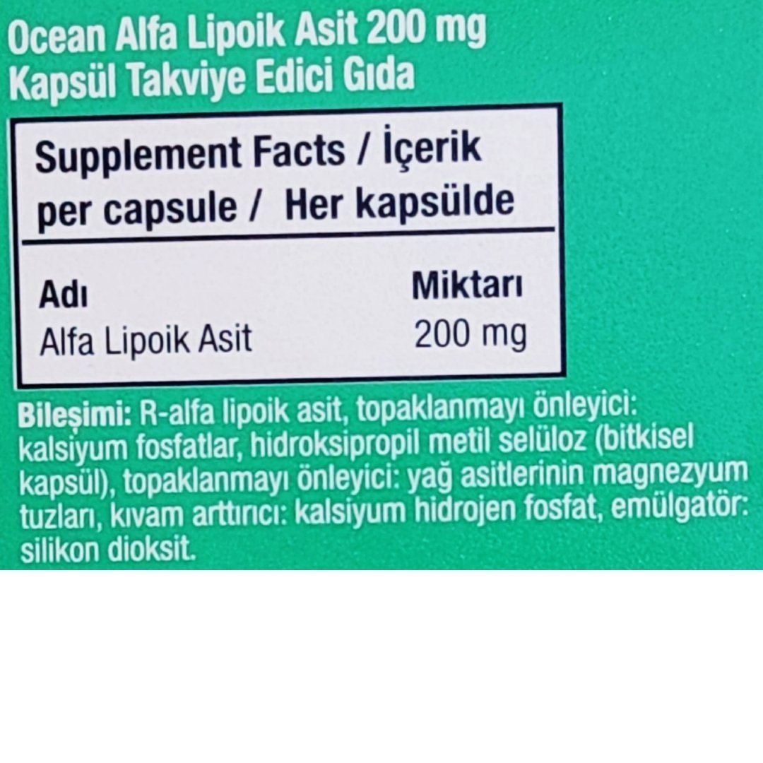 Ocean Alfa Lipoik Asit 200 mg 30 Kapsül