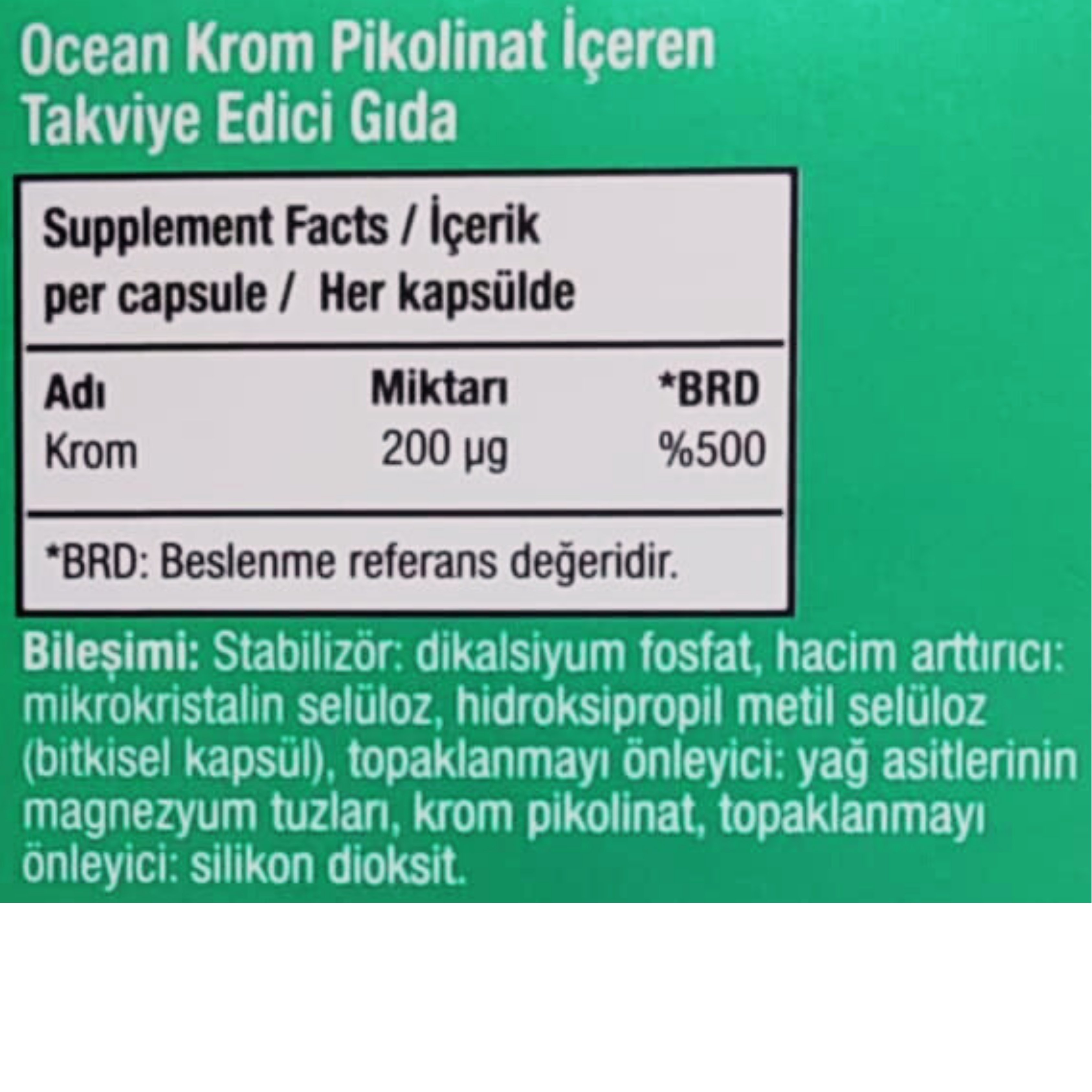 Ocean Krom Pikolinat  90 Bitkisel Kapsül