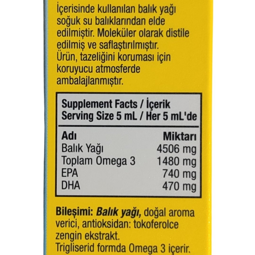 Ocean Omega 3 Limonlu Balık Yağı Şurubu 150 ml