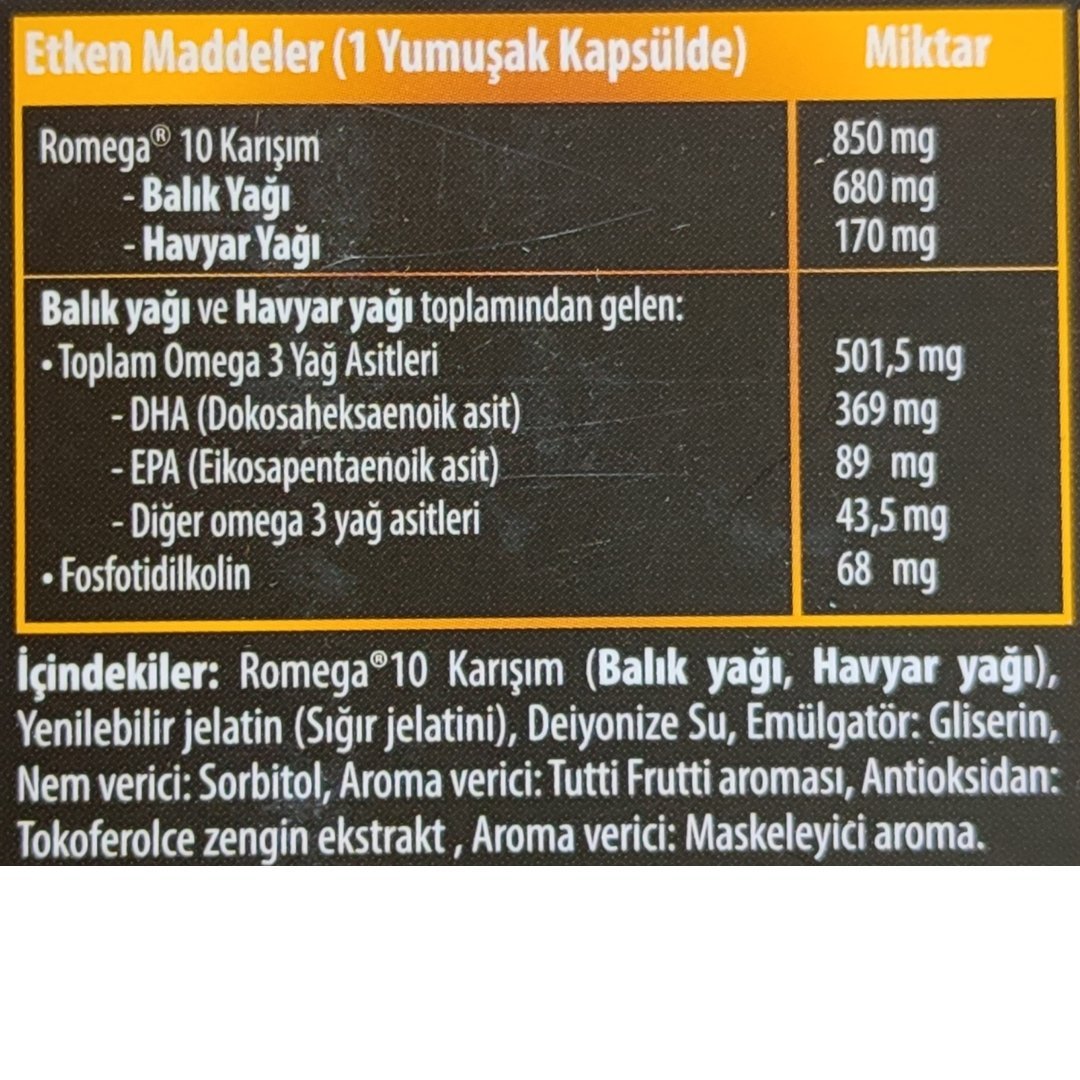 Omega Royal Omega-3 + Havyar Yağı Takviye Edici Gıda 30 Yumuşak Kapsül