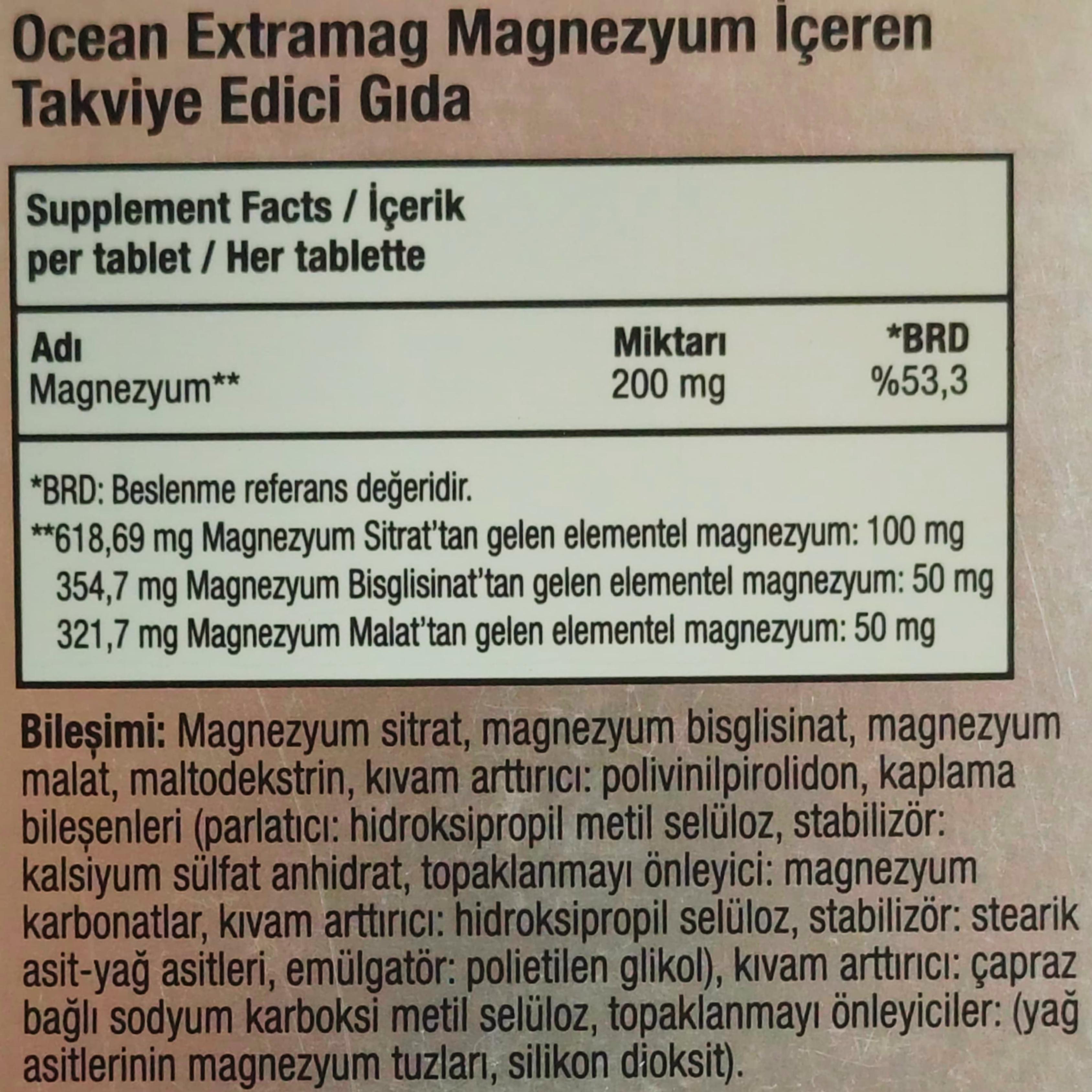 Orzax Ocean ExtraMag Üçlü Magnezyum Kombinasyonu 90 tablet Avantajlı Paket