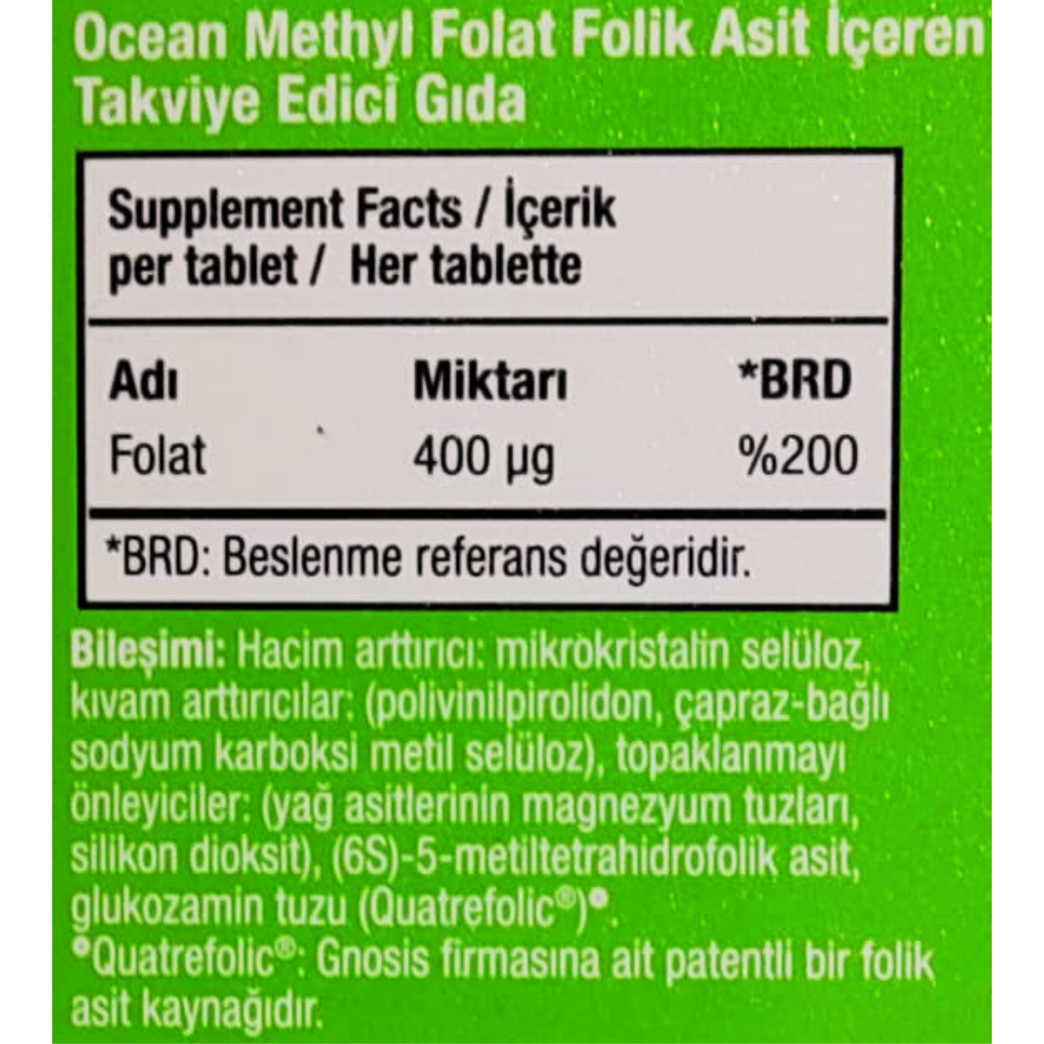 Orzax Ocean Methyl Folat 30 Tablet