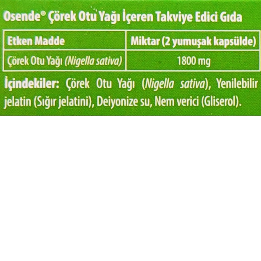 Osende Çörekotu Yağı 900 mg 30 Kapsül