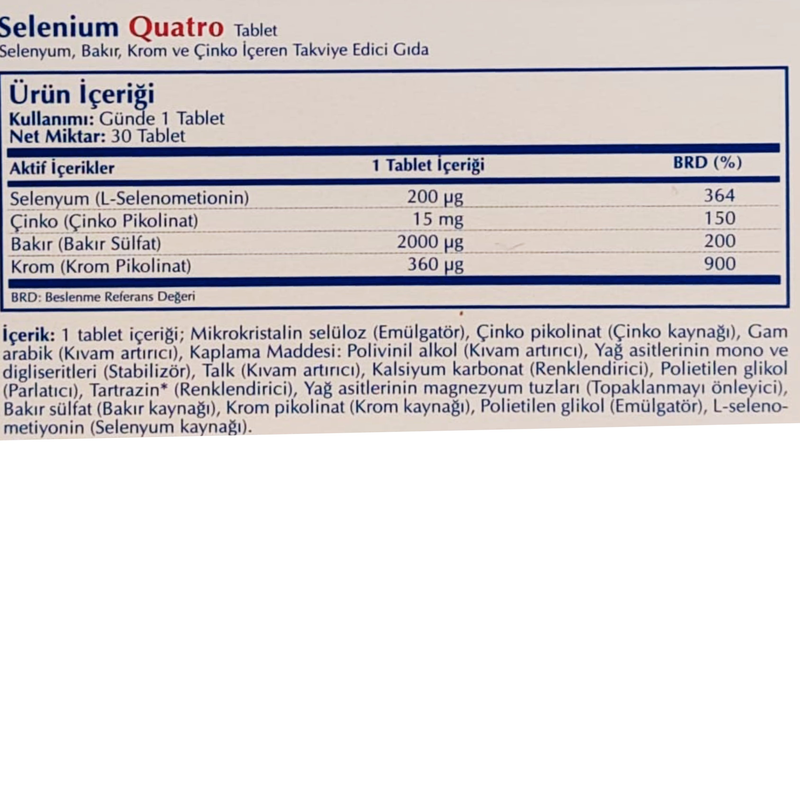 Selenium Quatro 30 Tablet