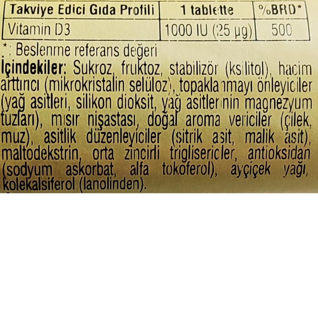 Solgar Vitamin D3 Cheaweble 1000 IU 100 Tablet - Çiğnenebilir Form