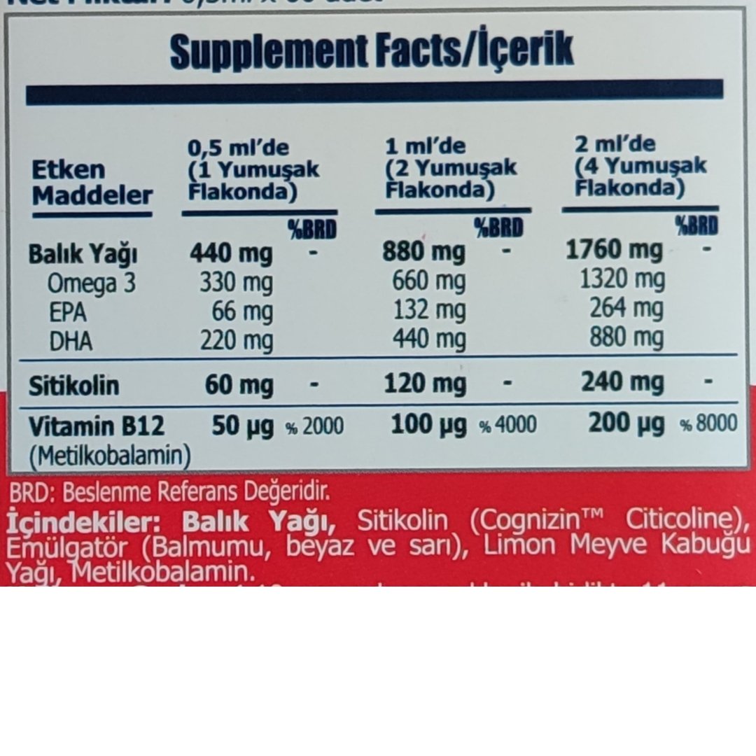 Sorvagen Smart Kids Sitikolin DHA Omega 3 Norveç Balık Yağı B12 60 Flakon