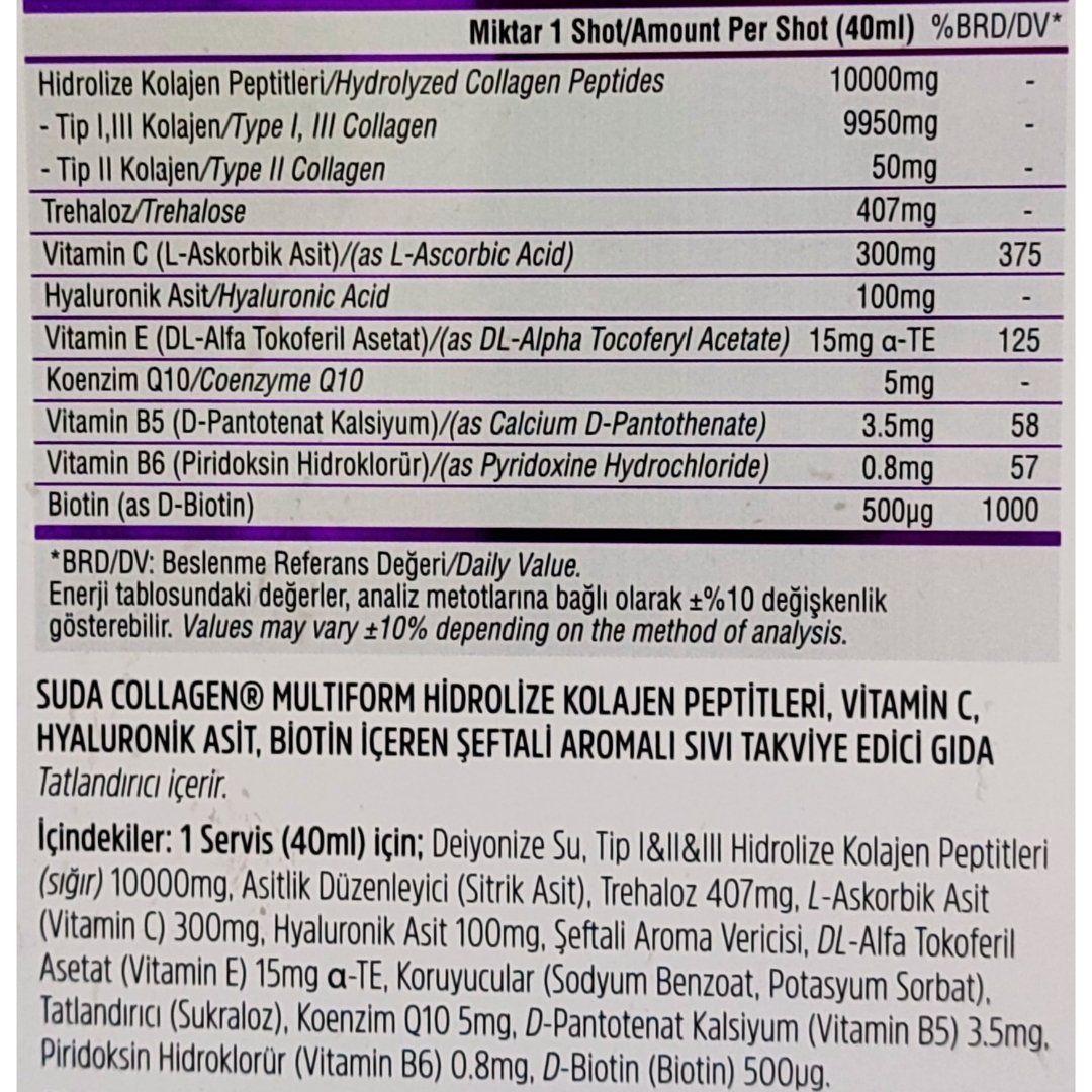 Suda Collagen Multiform Şeftali 30 Shot