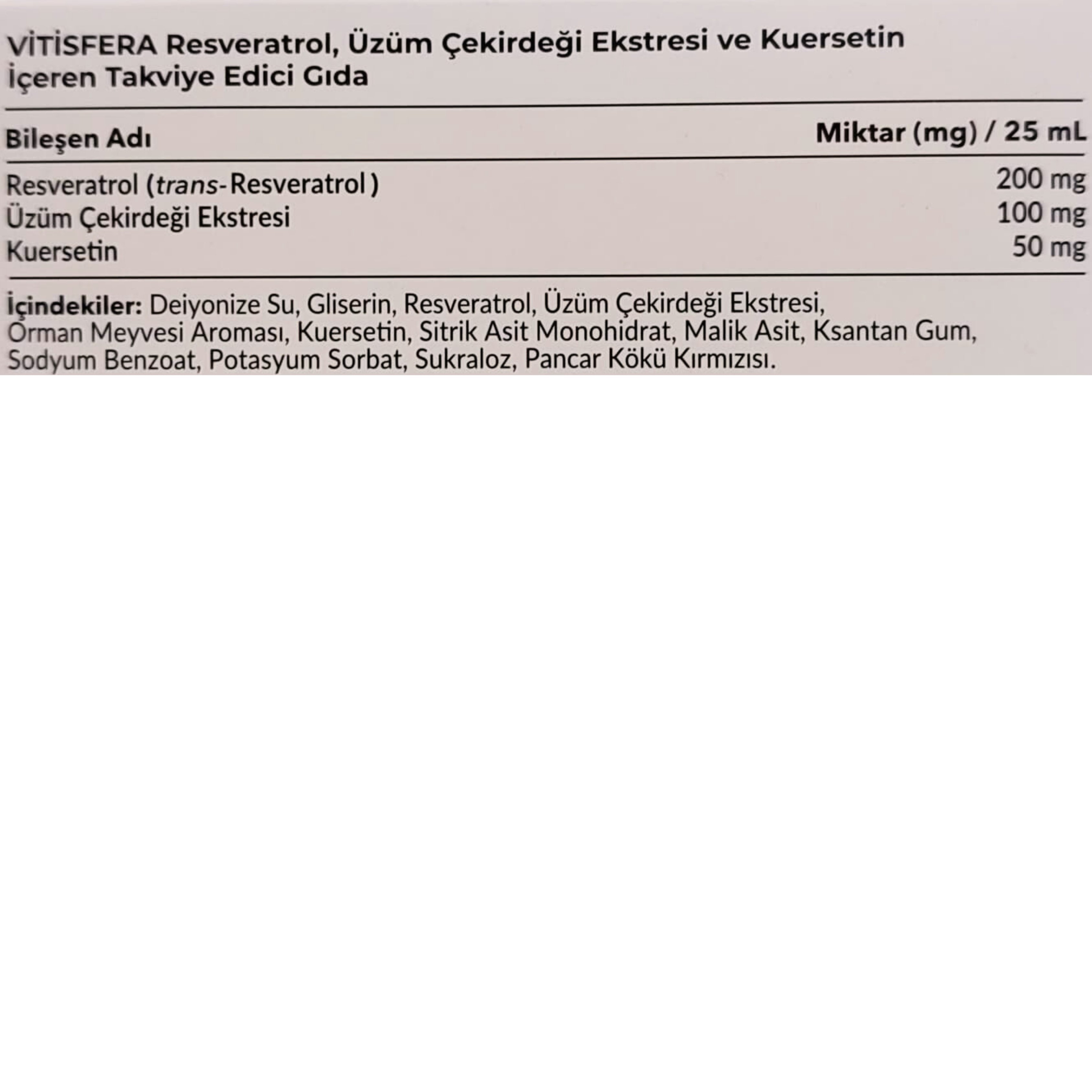 Vitisfera Resveratrol Shot Orman Meyveleri Aromalı 20 Flakon 25 ml