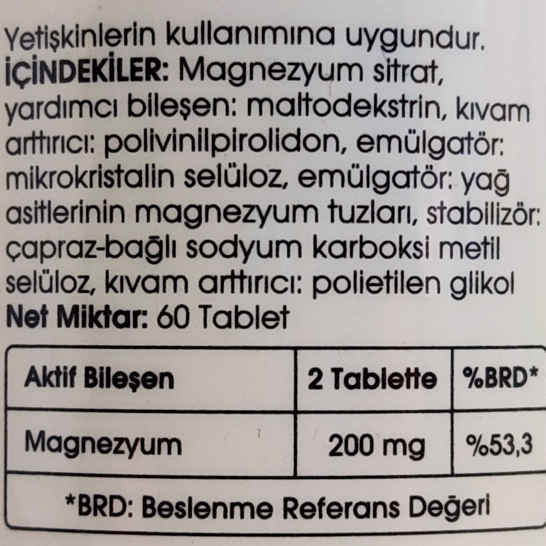 Voonka Magnesium Citrate 200 mg 60 Kapsül
