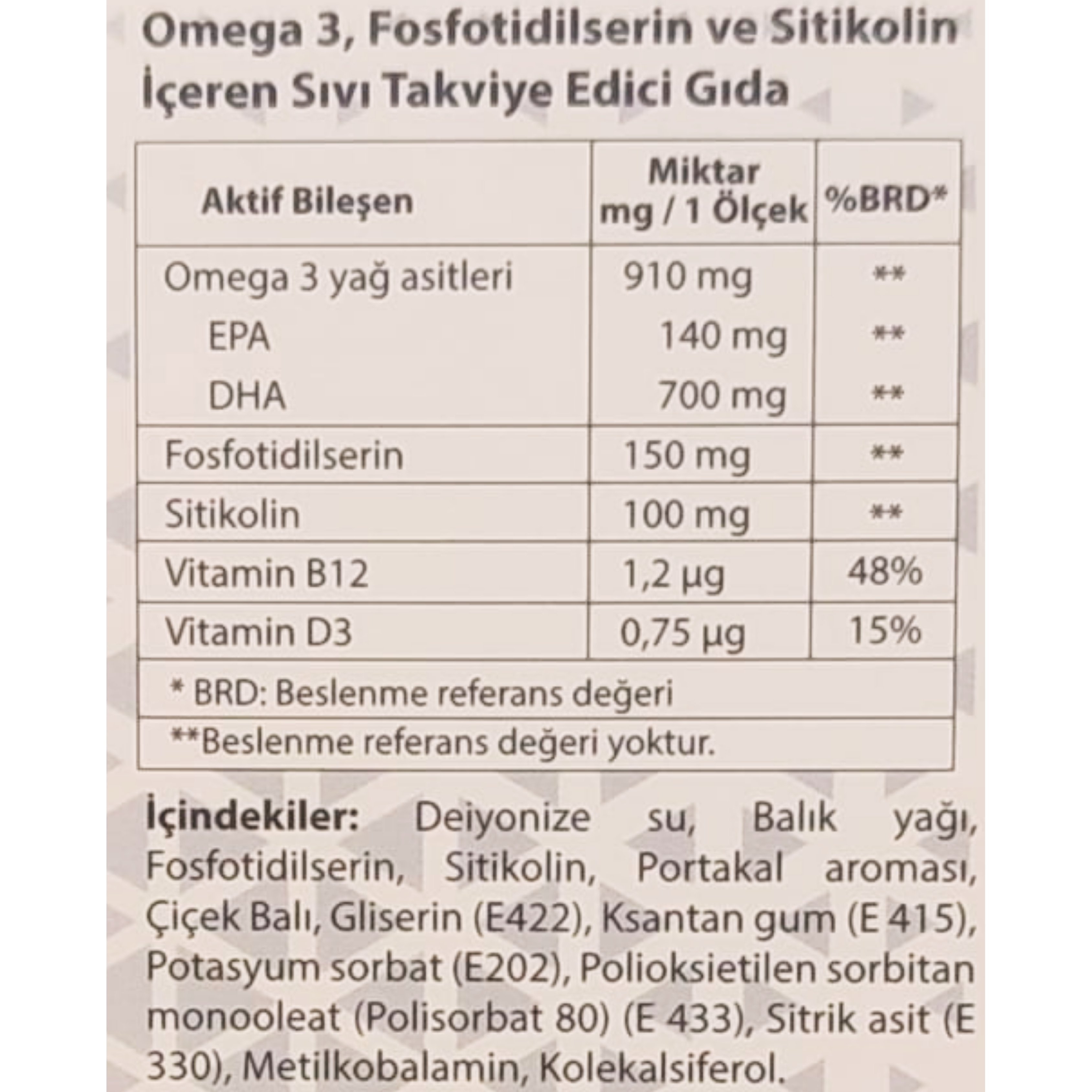 Clevfish Omega 3 Fosfotilidiseril Sitikolin B12 Şurup 150 ml