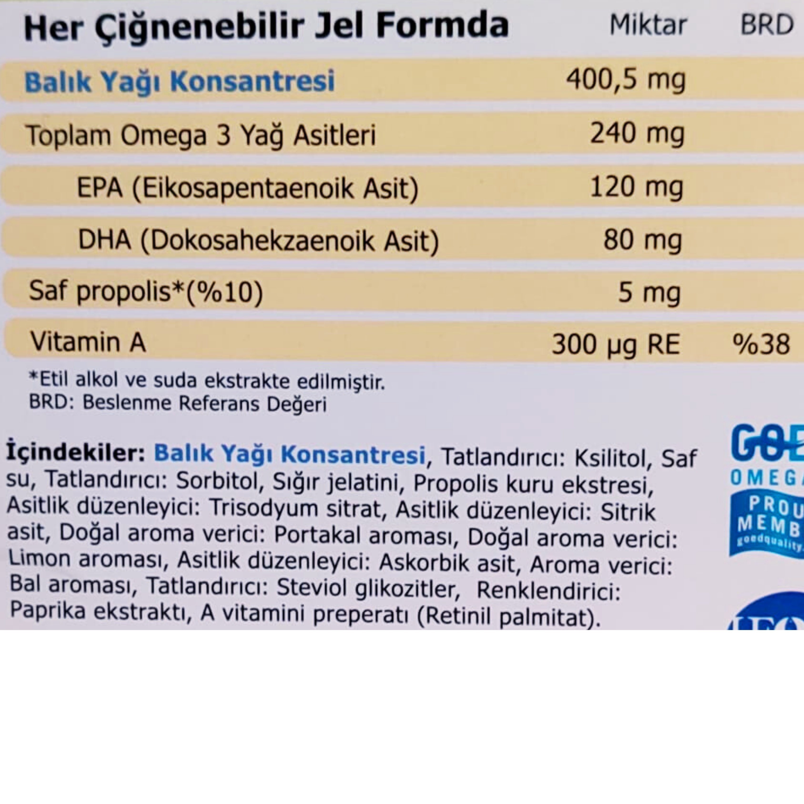 Easy Fish Oil Propolis 30 Çiğnenebilir Jel - Bal Aromalı