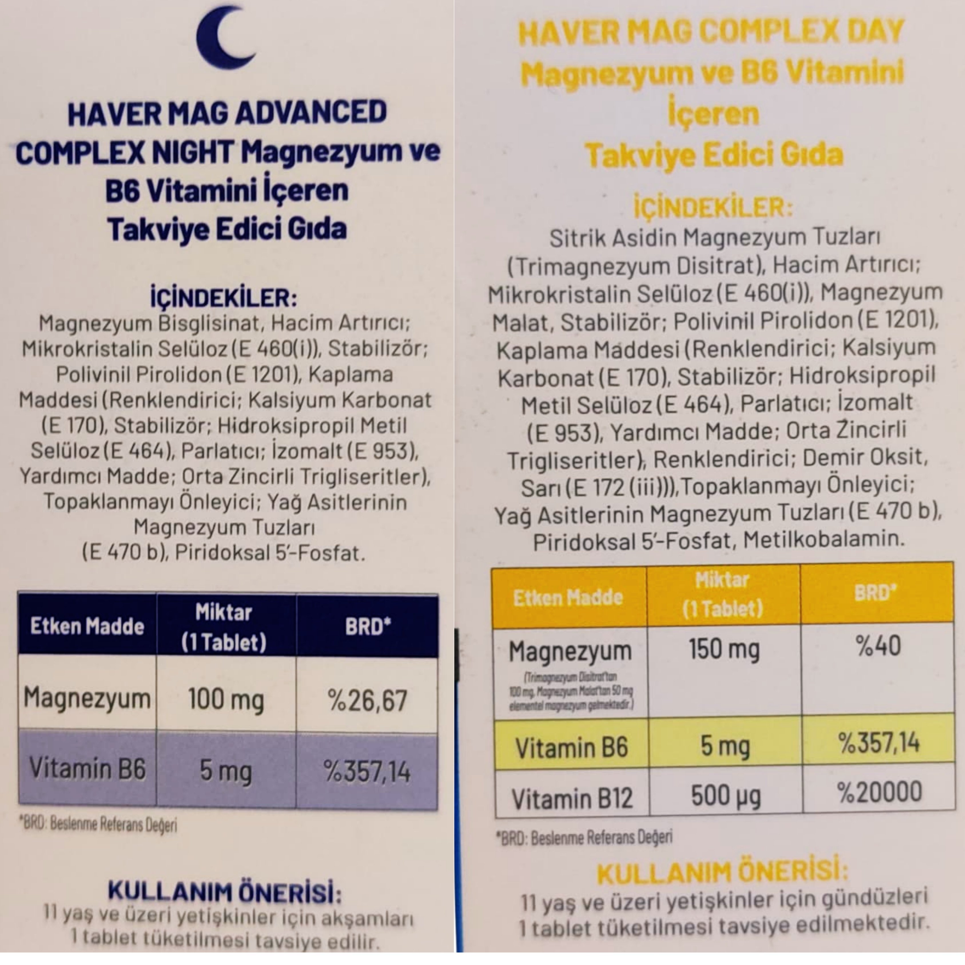 Haver Mag Complex 30 Gündüz 30 Gece Tablet