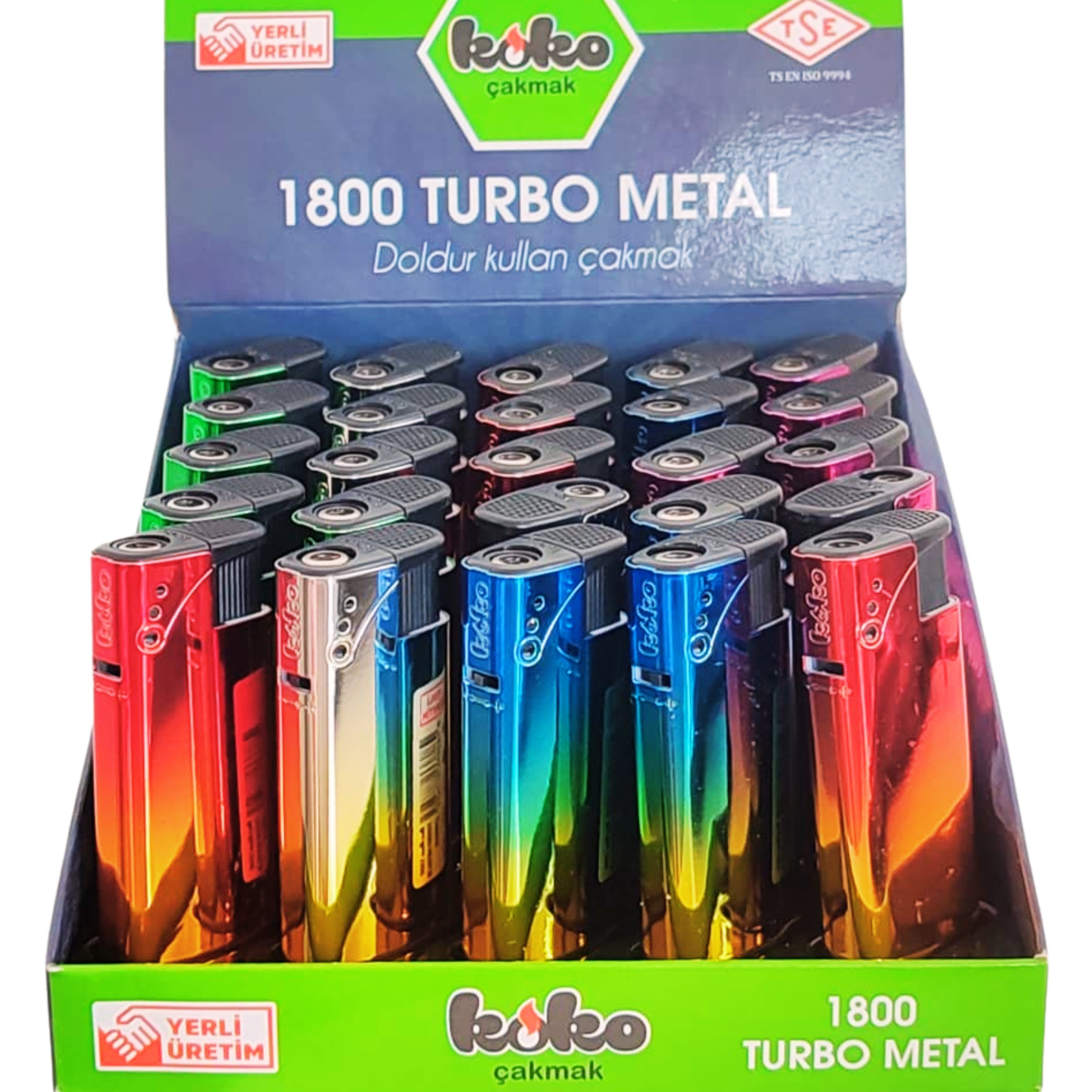 Koko Çakmak 1800 Turbo Metal Doldur Kullan Çakmak