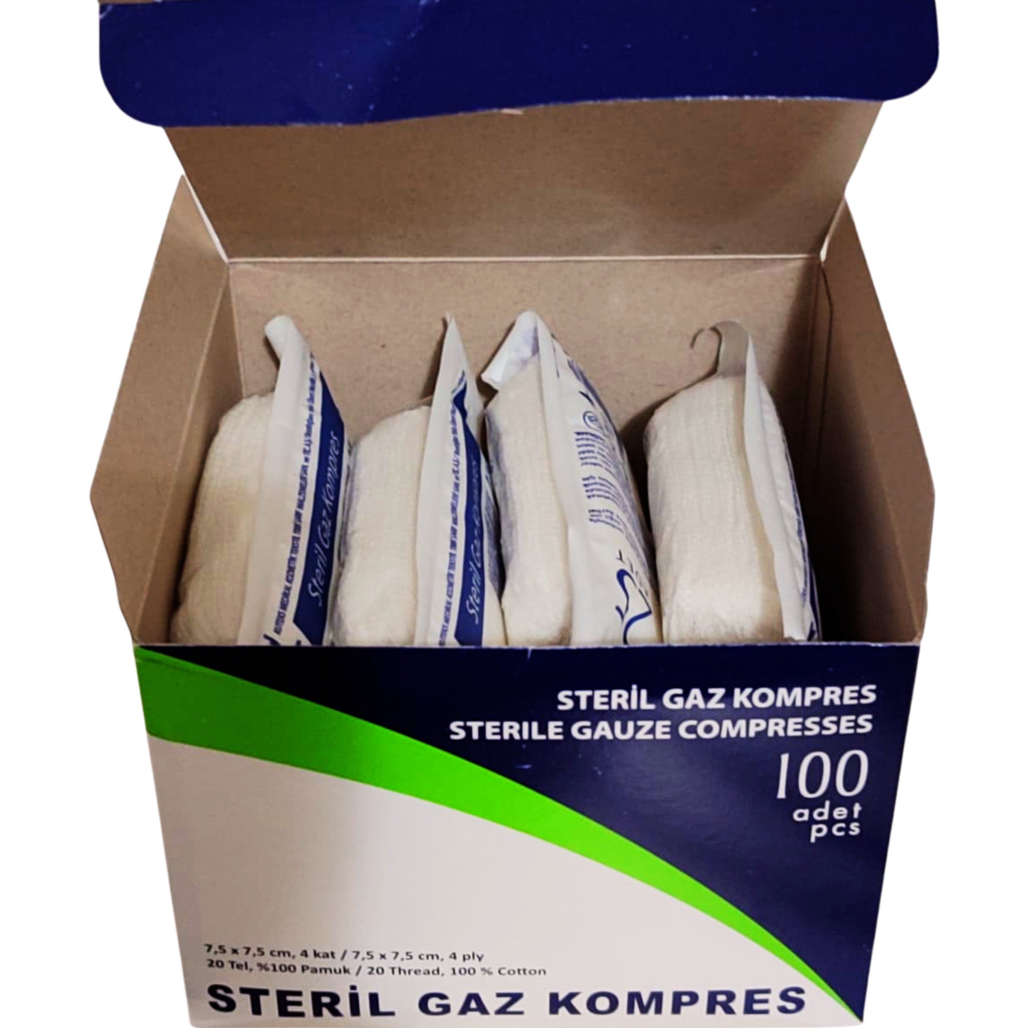 Kuteks Steril Gaz Kompres 7,5 x 7,5 (4x25) 100'lü