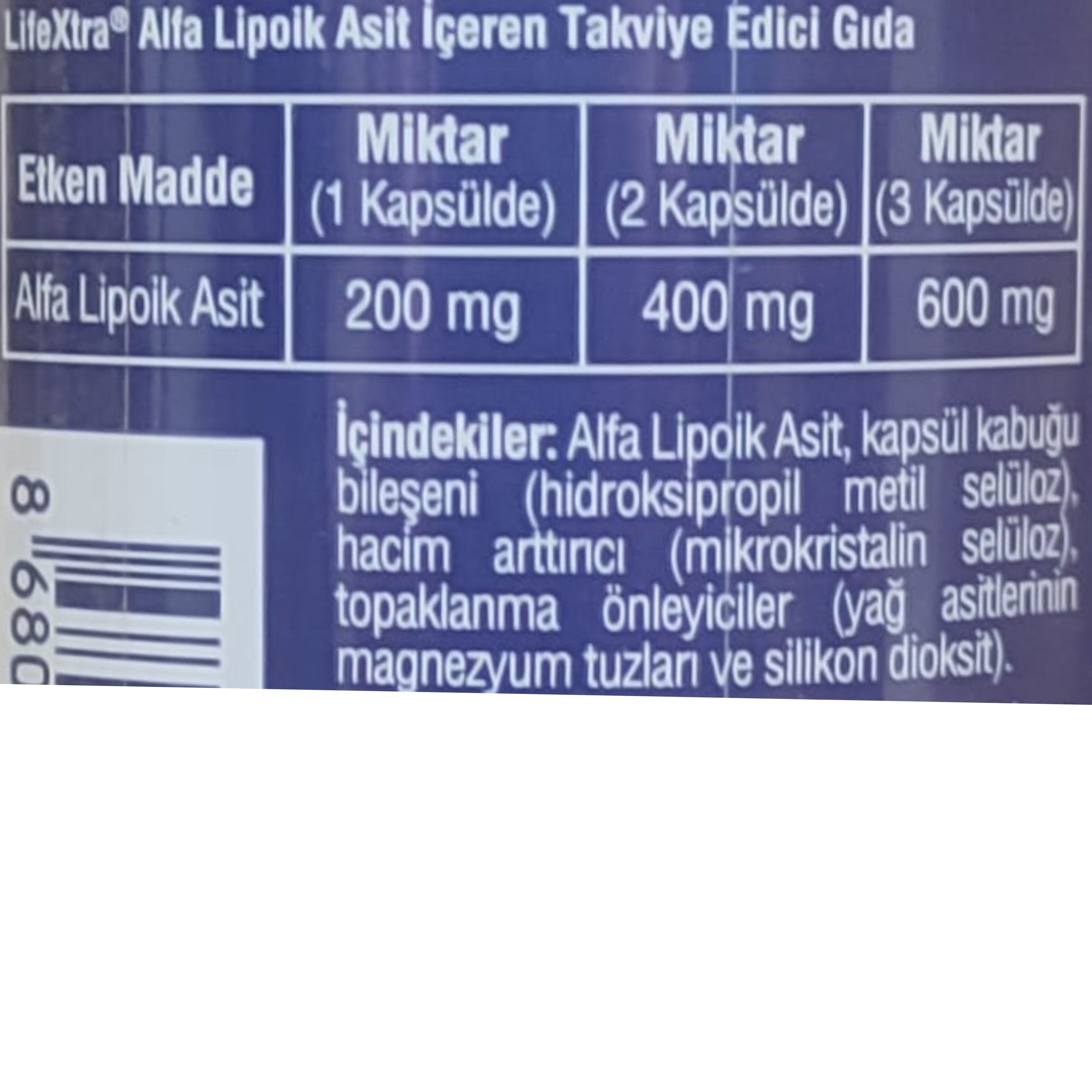 Lifextra Alfa Lipoik Asit 90 Kapsül
