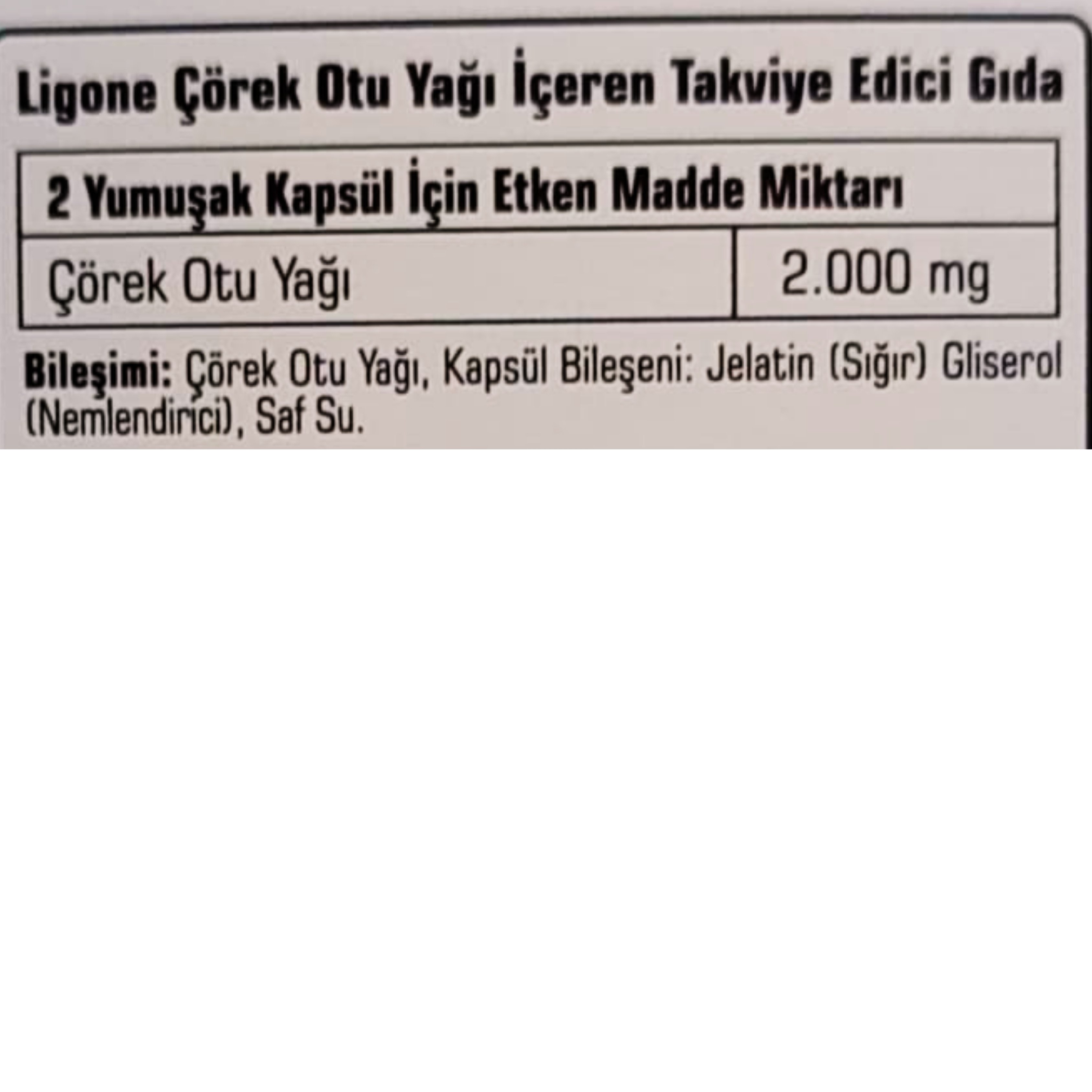 Ligone Çörek Otu Yağı Soğuk Sıkım 60 Kapsül