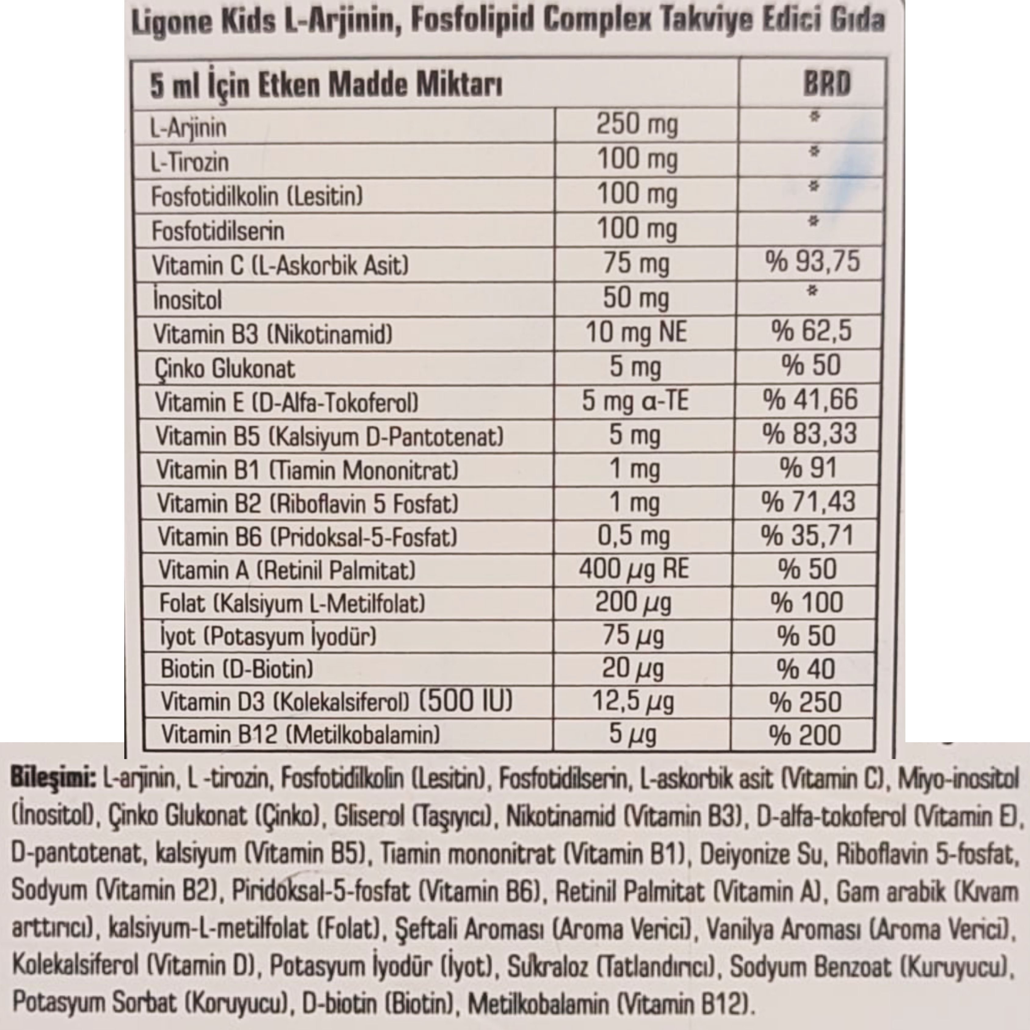 Ligone Kids Fosfolipid & B Complex Takviye Edici Gıda 150 ml