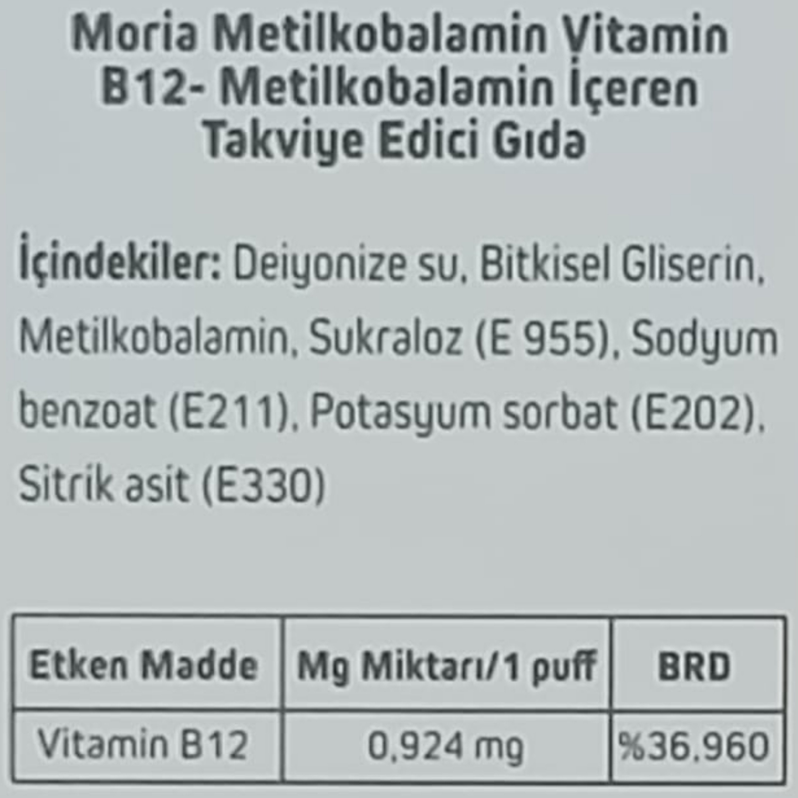 Moria Methyl B12 1000 Ug Sprey 20 ml - 135 puf