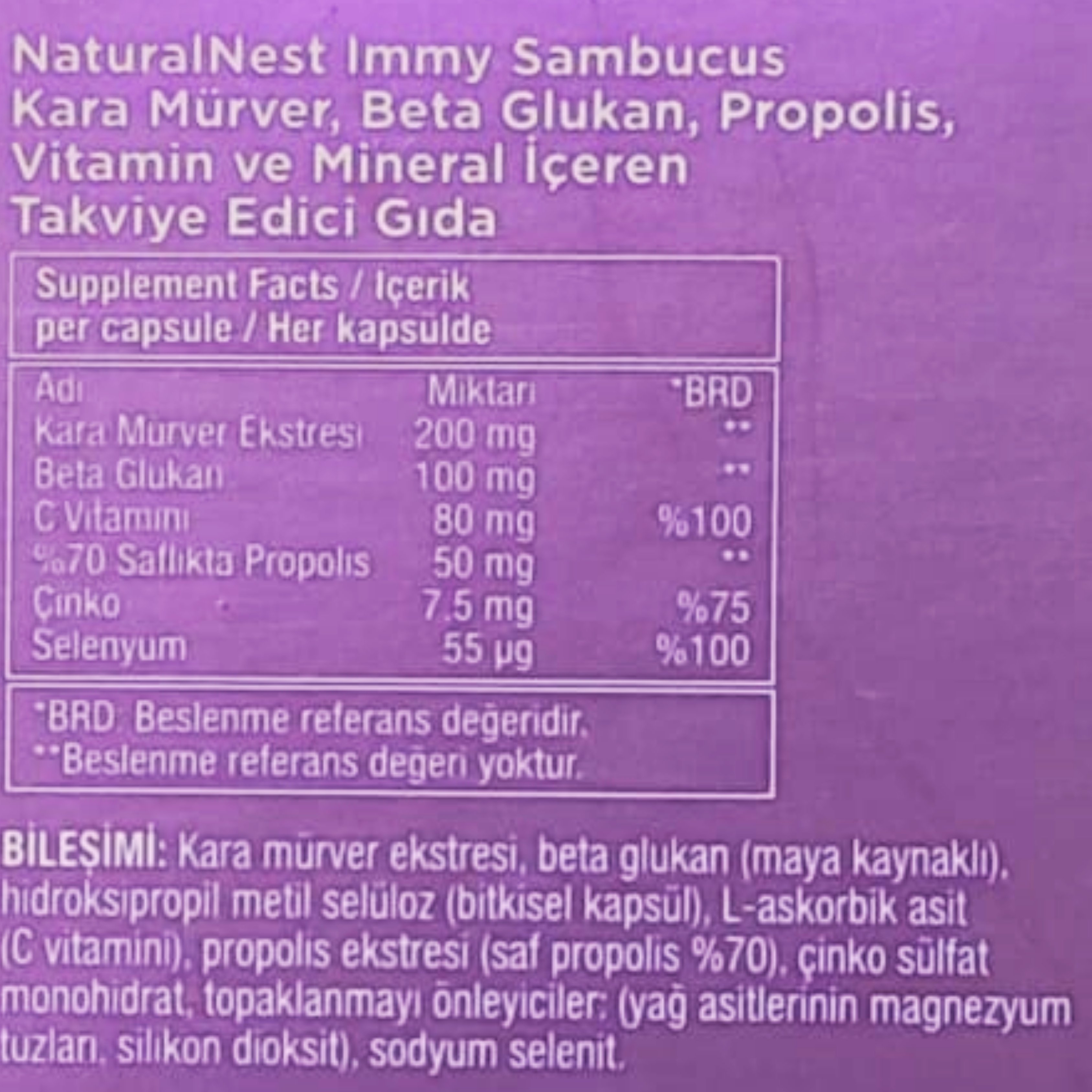Naturalnest Immy Sambucus Takviye Edici Gıda 20 Kapsül