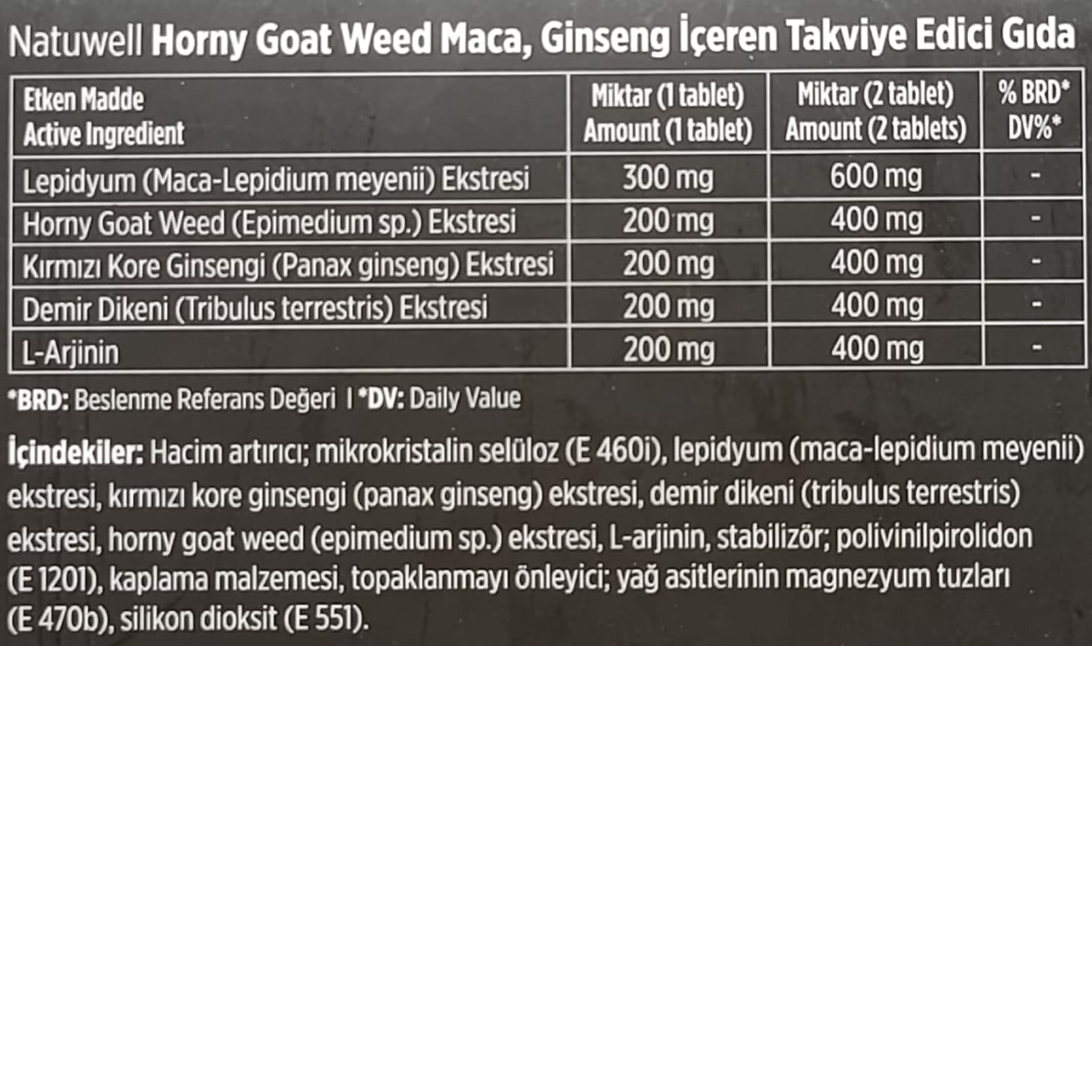 Natuwell Horny Goat Weed (Azgın Teke Otu) 30 tablet