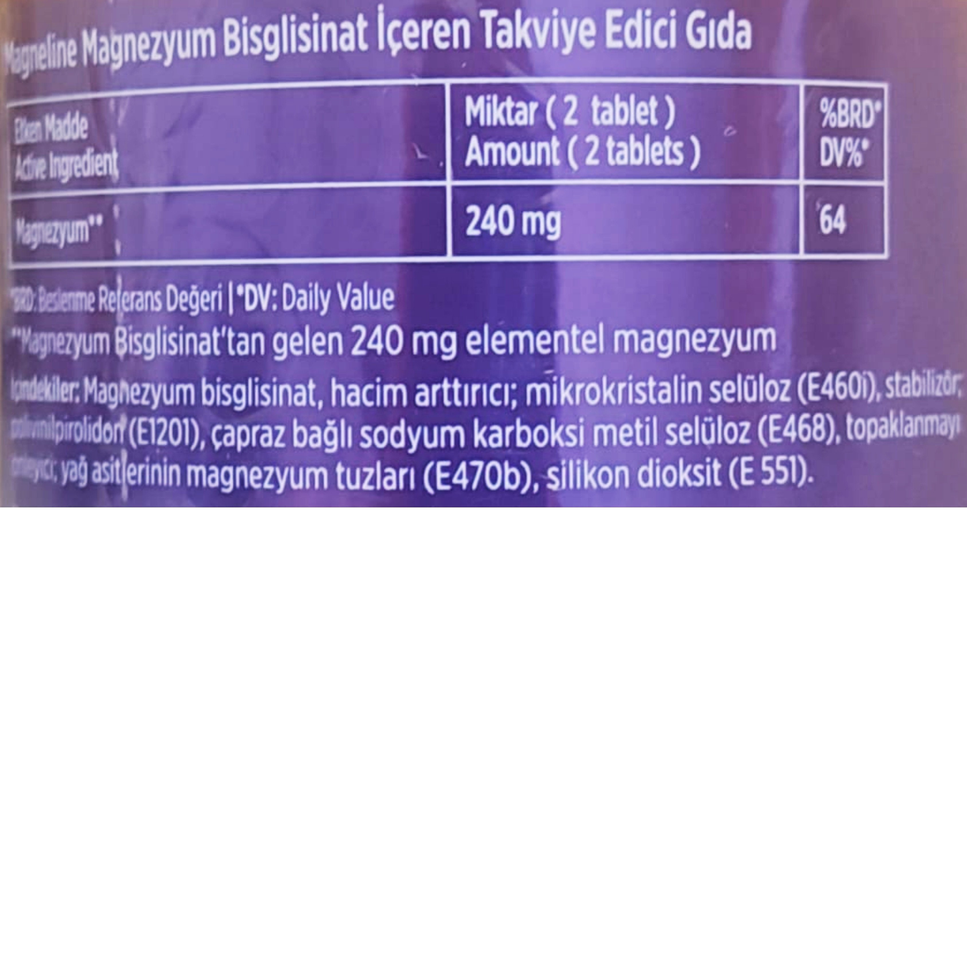 Natuwell Magneline Magnezyum Bisglisinat 60 Tablet