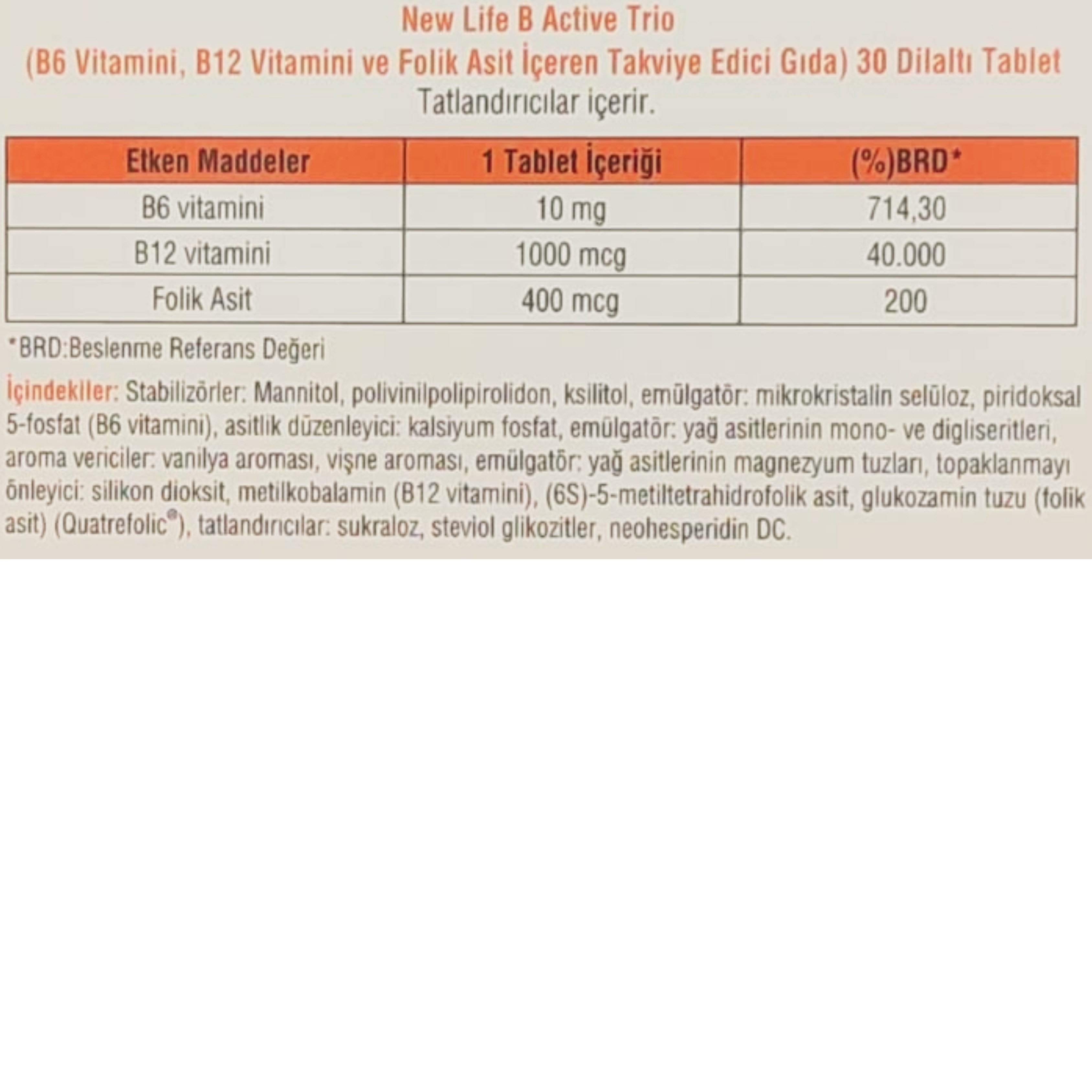 New Life B Active Trio 30 Tablet