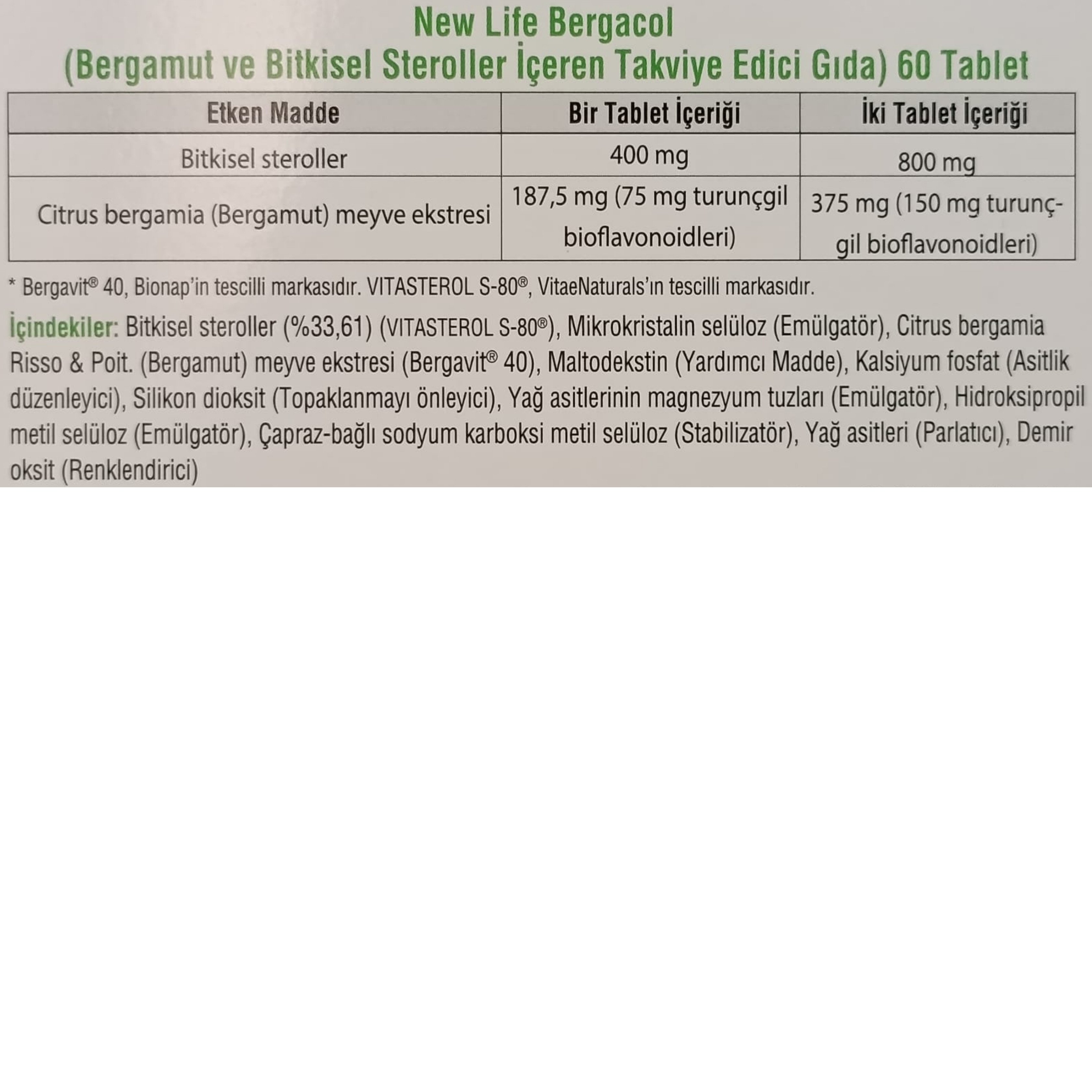 New Life Bergacol 60 Tablet