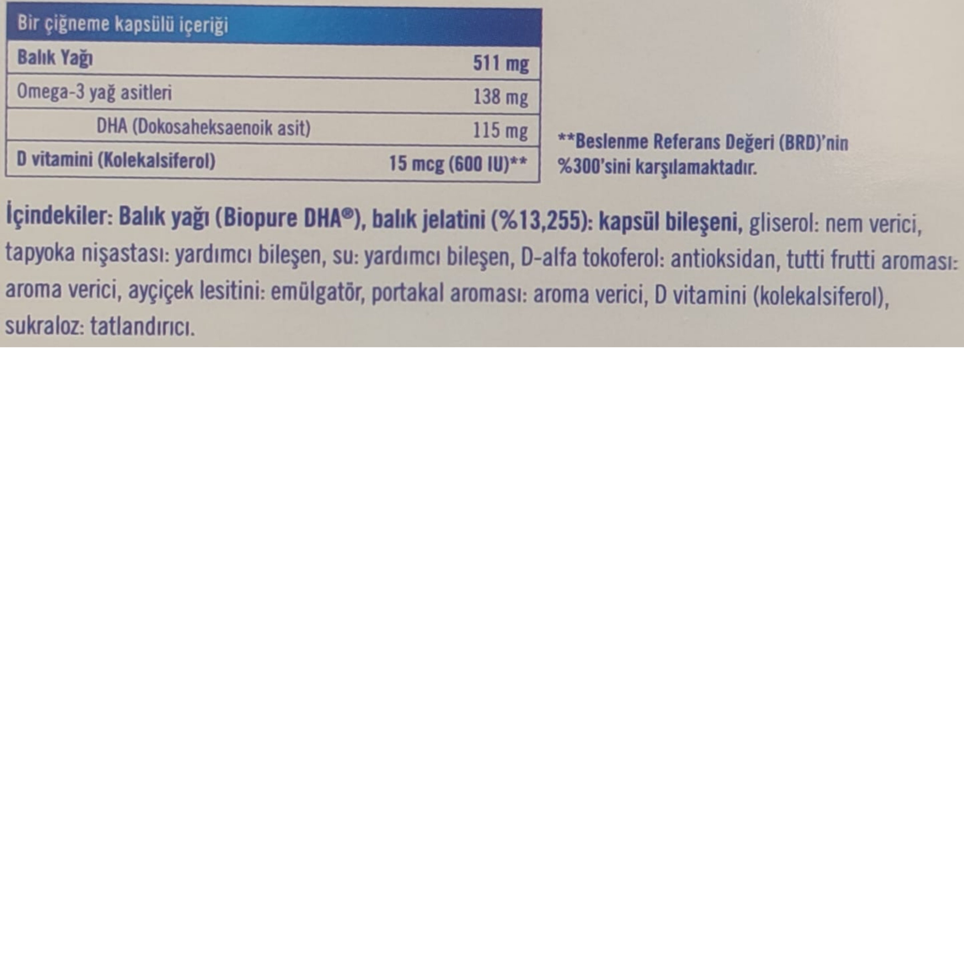 New Life EFA Pop Balık Yağı Takviye Edici Gıda 30 Çiğnenebilir Kapsül