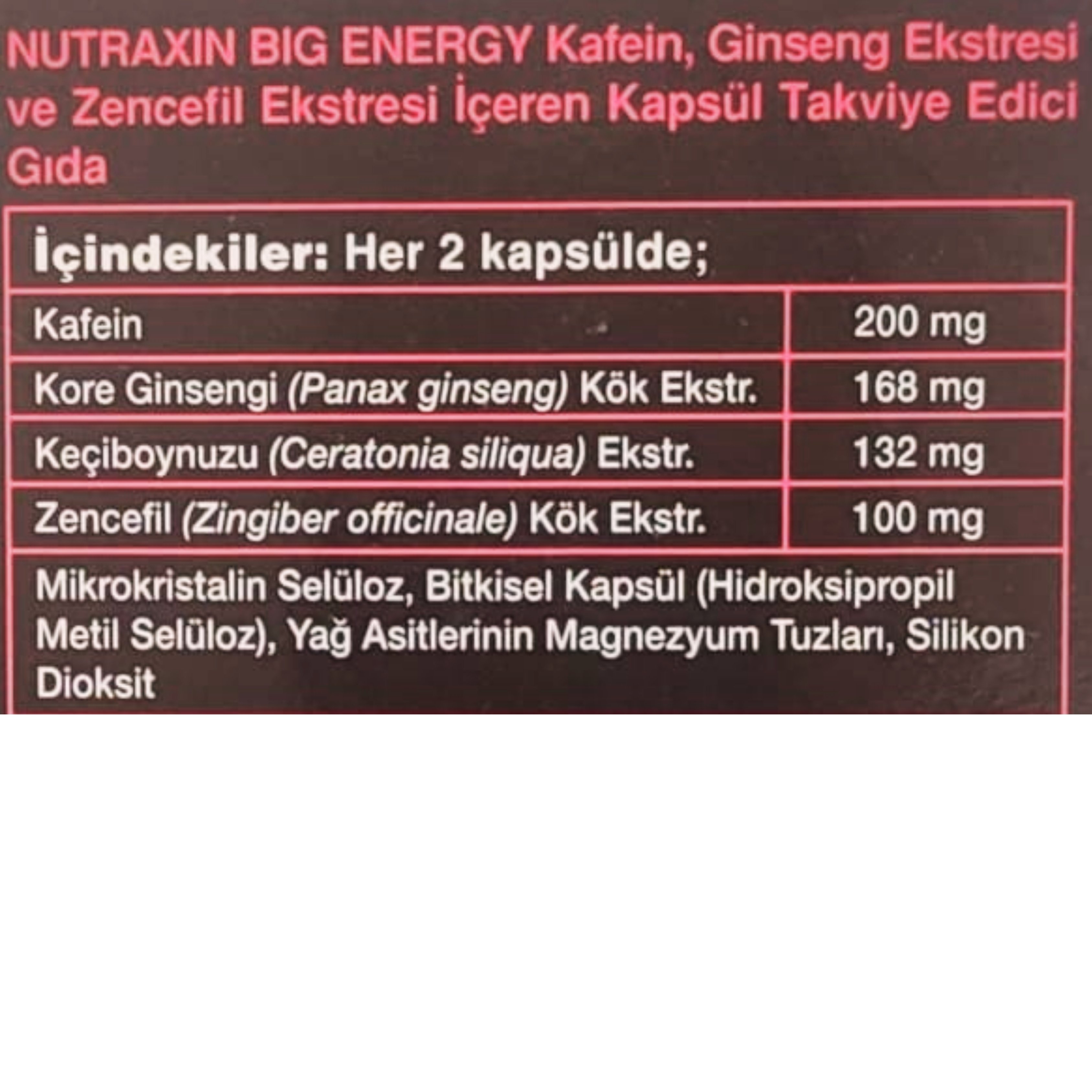 Nutraxin Big Energy 60 Kapsül