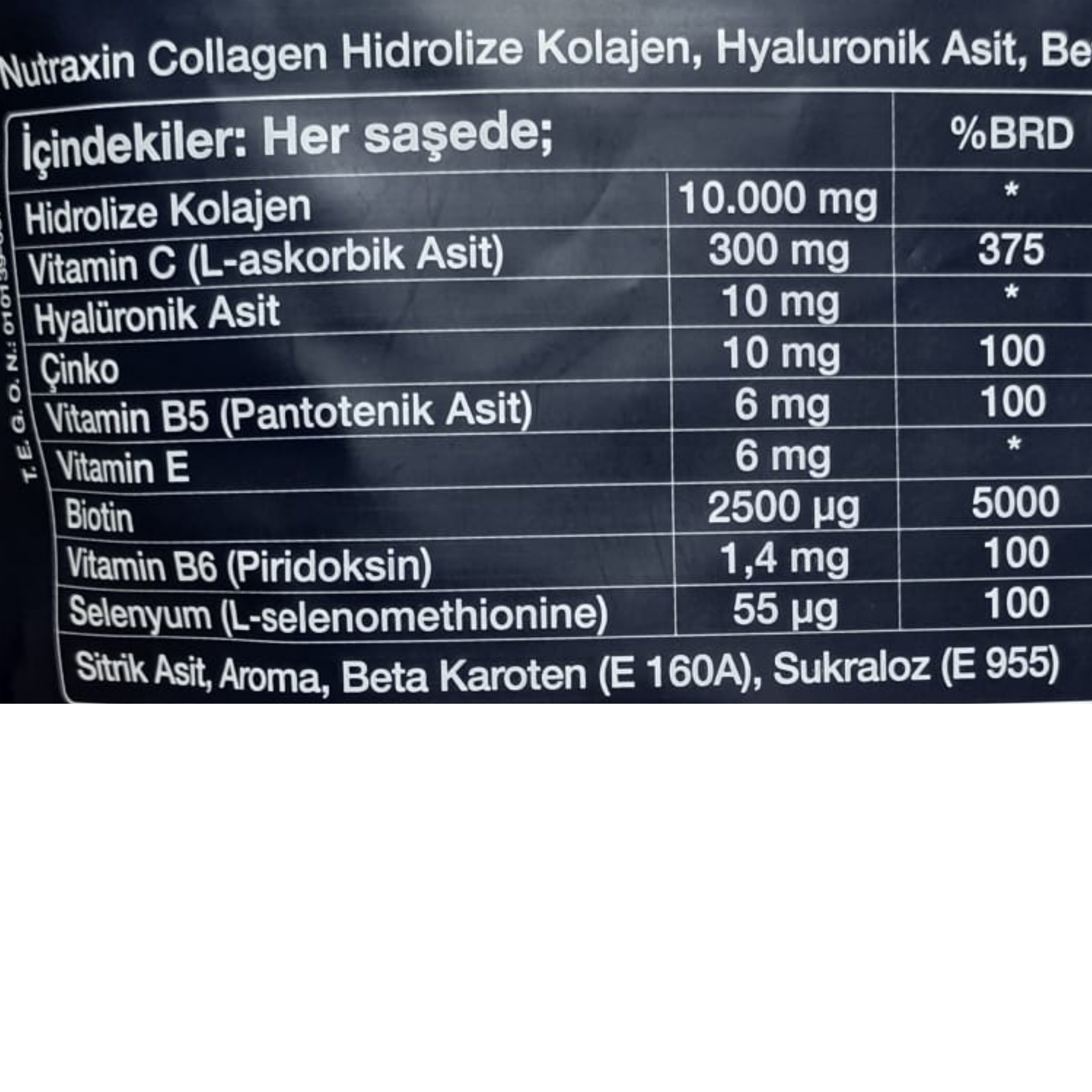 Nutraxin Collagen Gold Quality Hidrolize Kolajen 60 Saşe