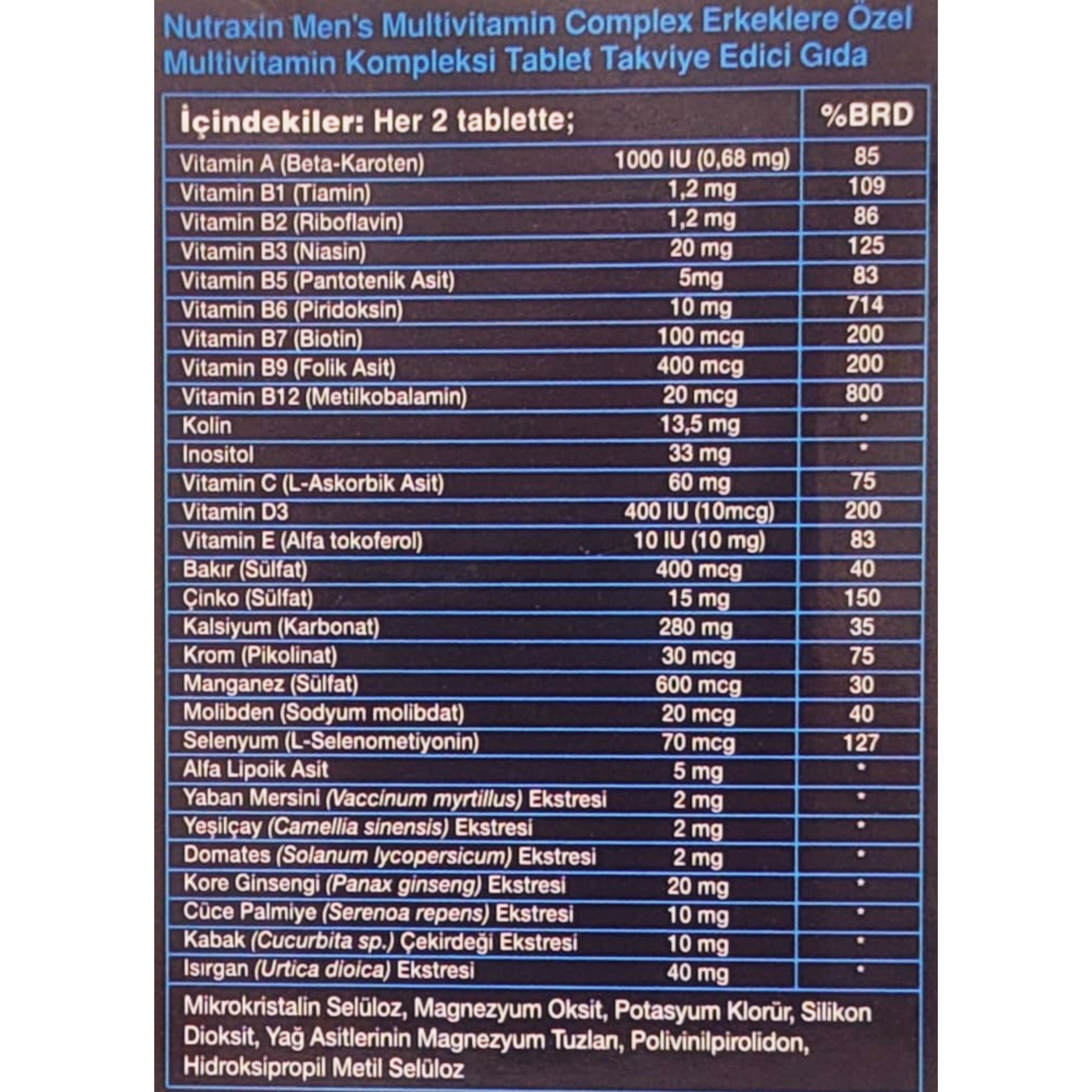 Nutraxin Men's Multi Vitamin Complex 60 Tablet
