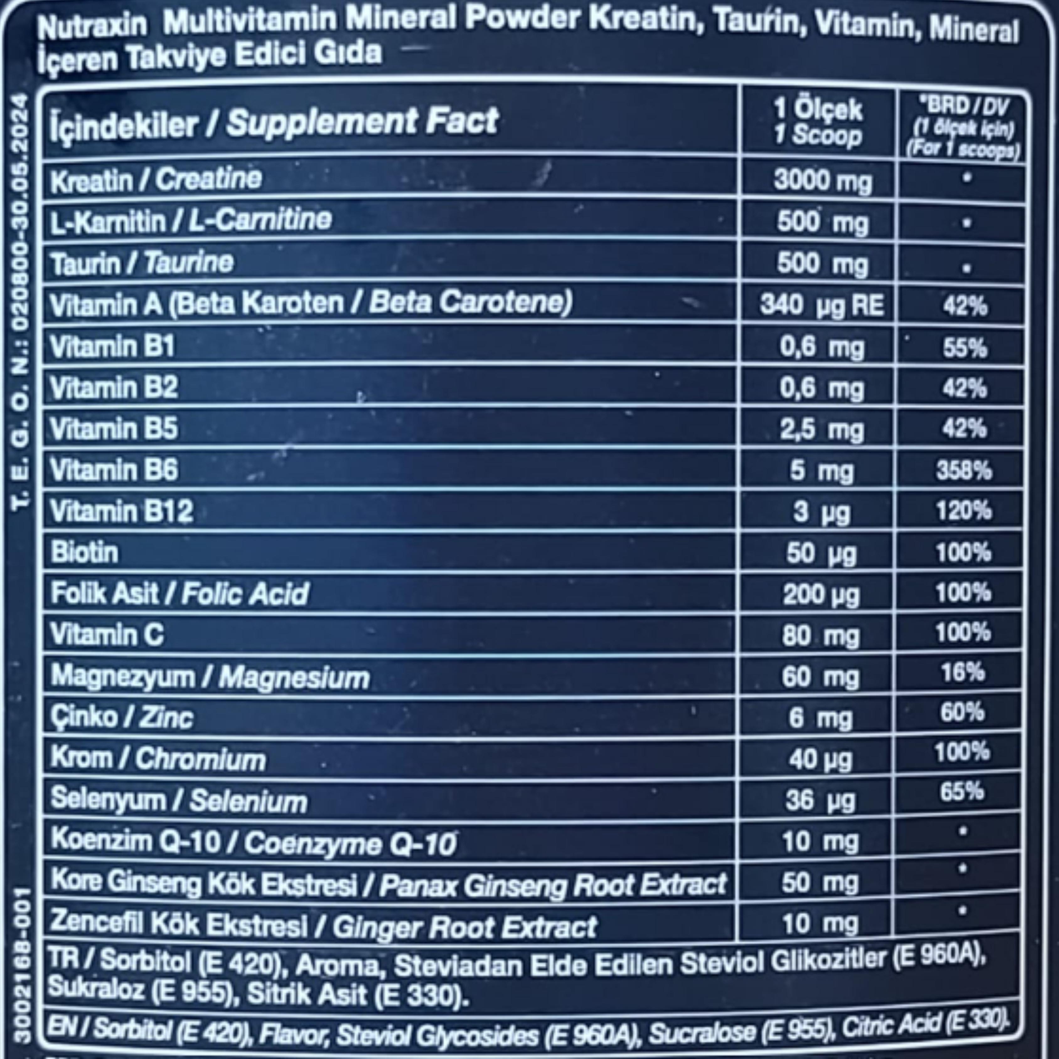 Nutraxin Multivitamin Mineral Powder 300 gr